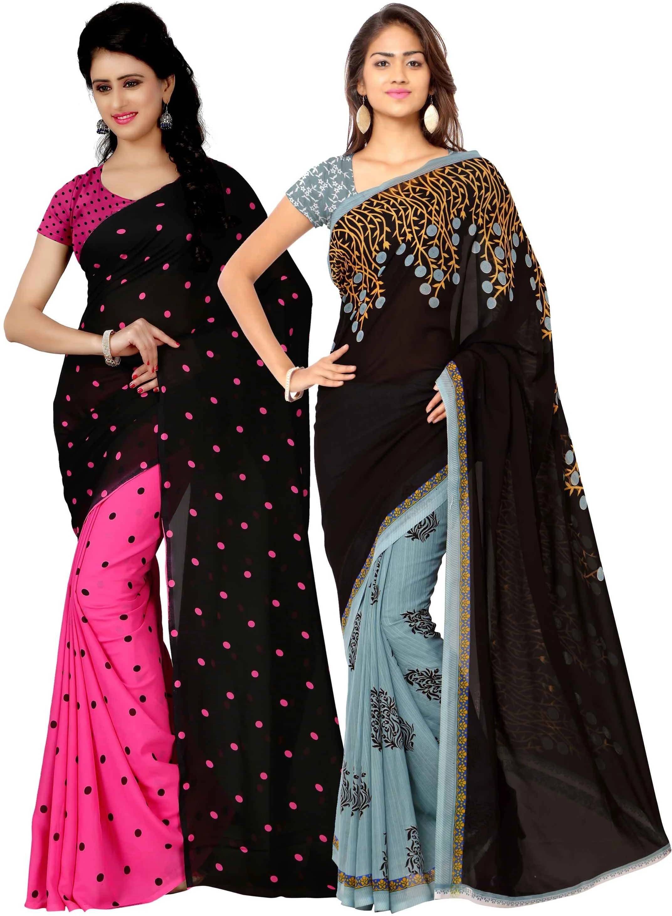 ANAND SAREE Georgette Printed Regular Saree With Unstitched Blouse Piece ( Multicolor ) ANAND SAREE Georgette Printed Regular Saree With Unstitched Blouse Piece ( Multicolor )