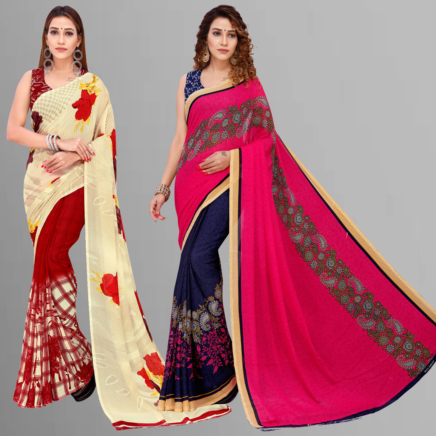     			ANAND SAREE Georgette Printed Regular Saree With Unstitched Blouse Piece ( Multicolor )