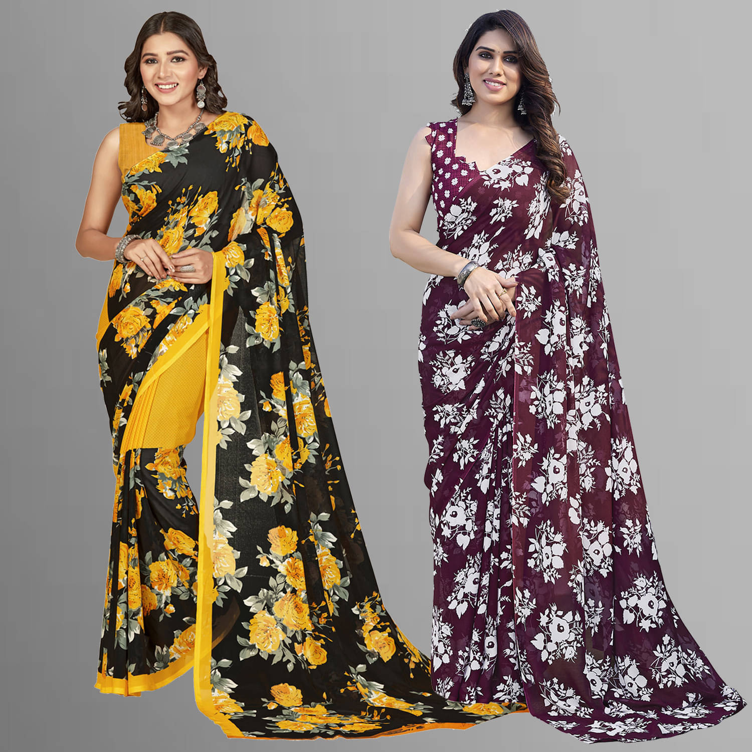     			ANAND SAREE Georgette Printed Regular Saree With Unstitched Blouse Piece ( Multicolor )