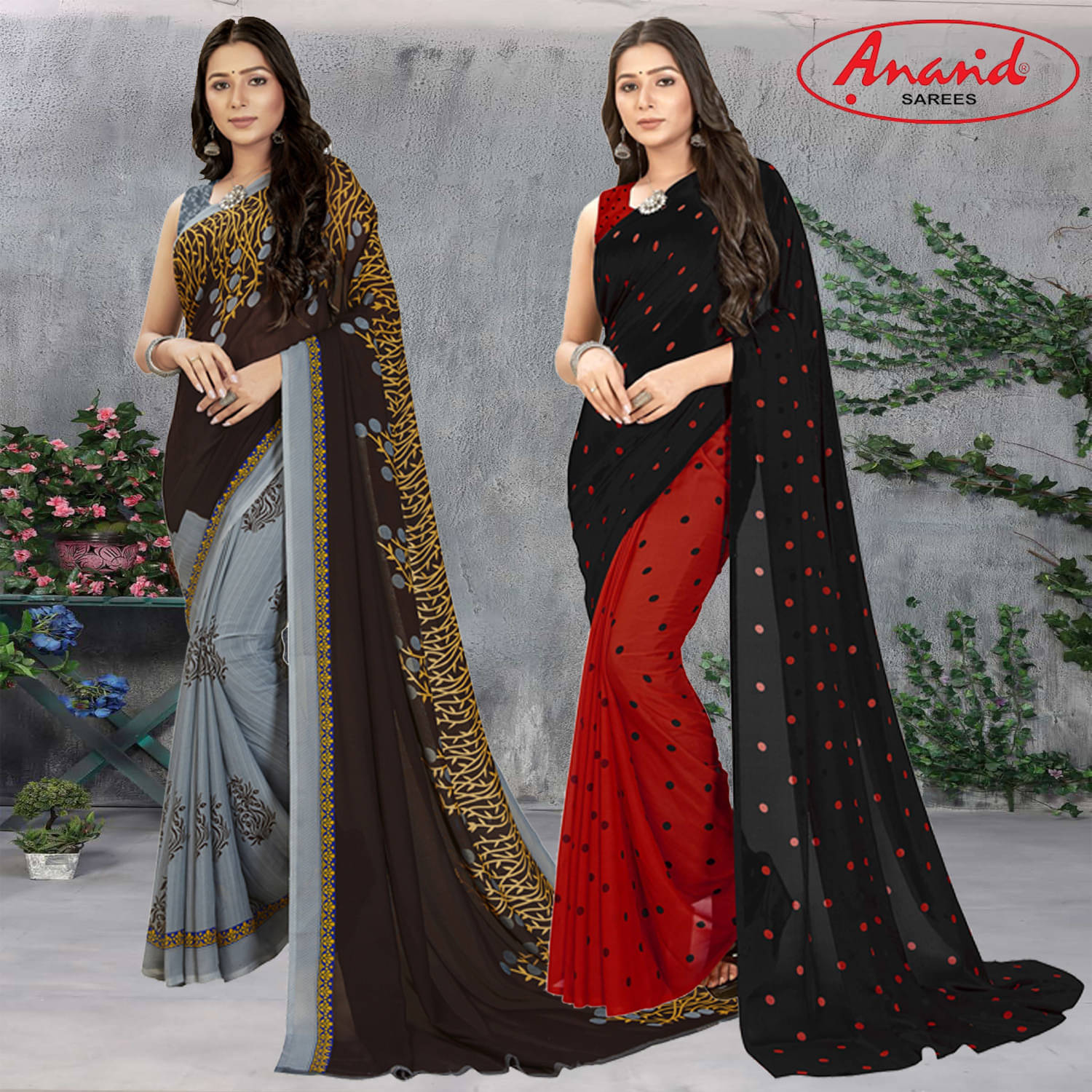     			ANAND SAREE Georgette Printed Regular Saree With Unstitched Blouse Piece ( Multicolor )