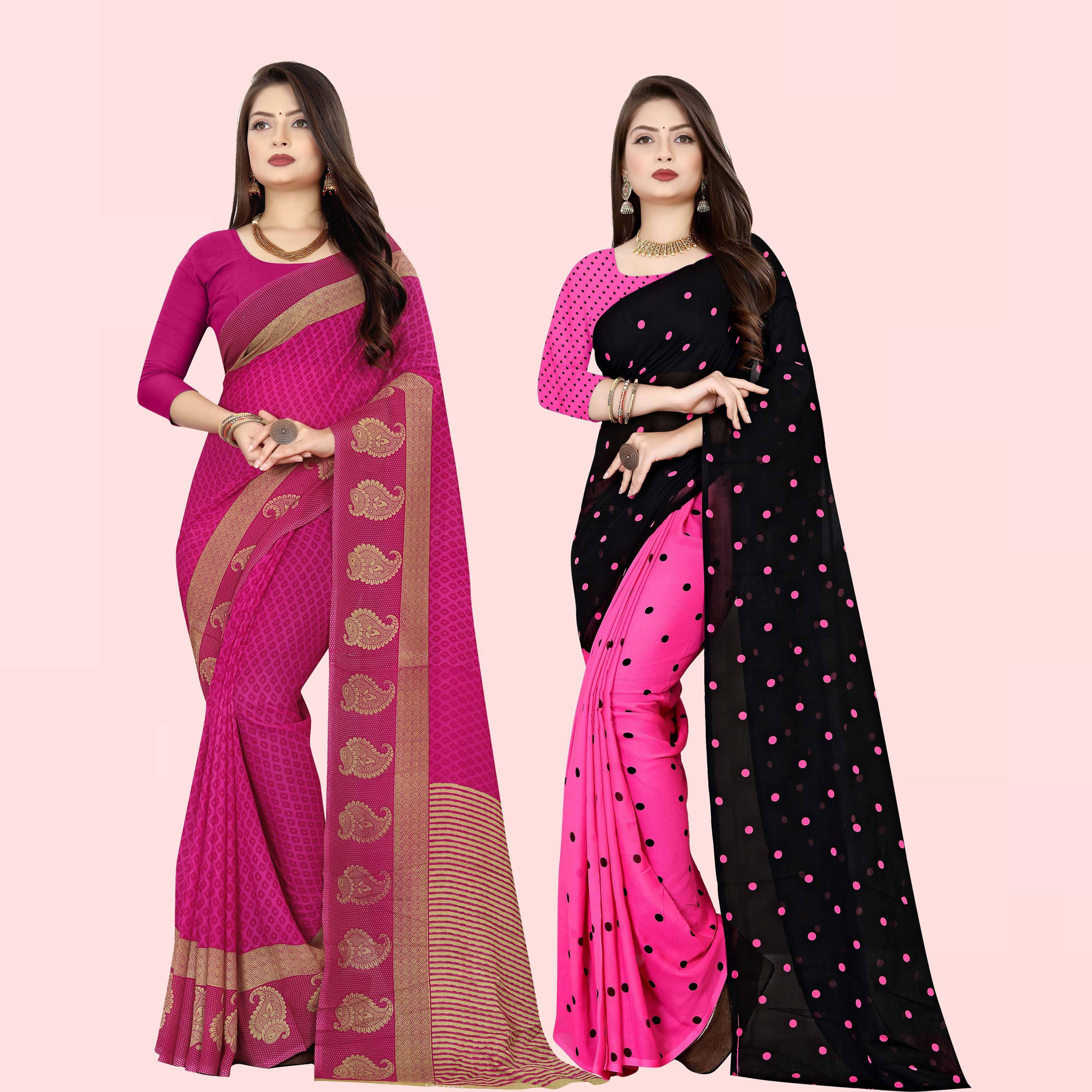 ANAND SAREE Georgette Printed Regular Saree With Unstitched Blouse Piece ( Multicolor ) ANAND SAREE Georgette Printed Regular Saree With Unstitched Blouse Piece ( Multicolor )