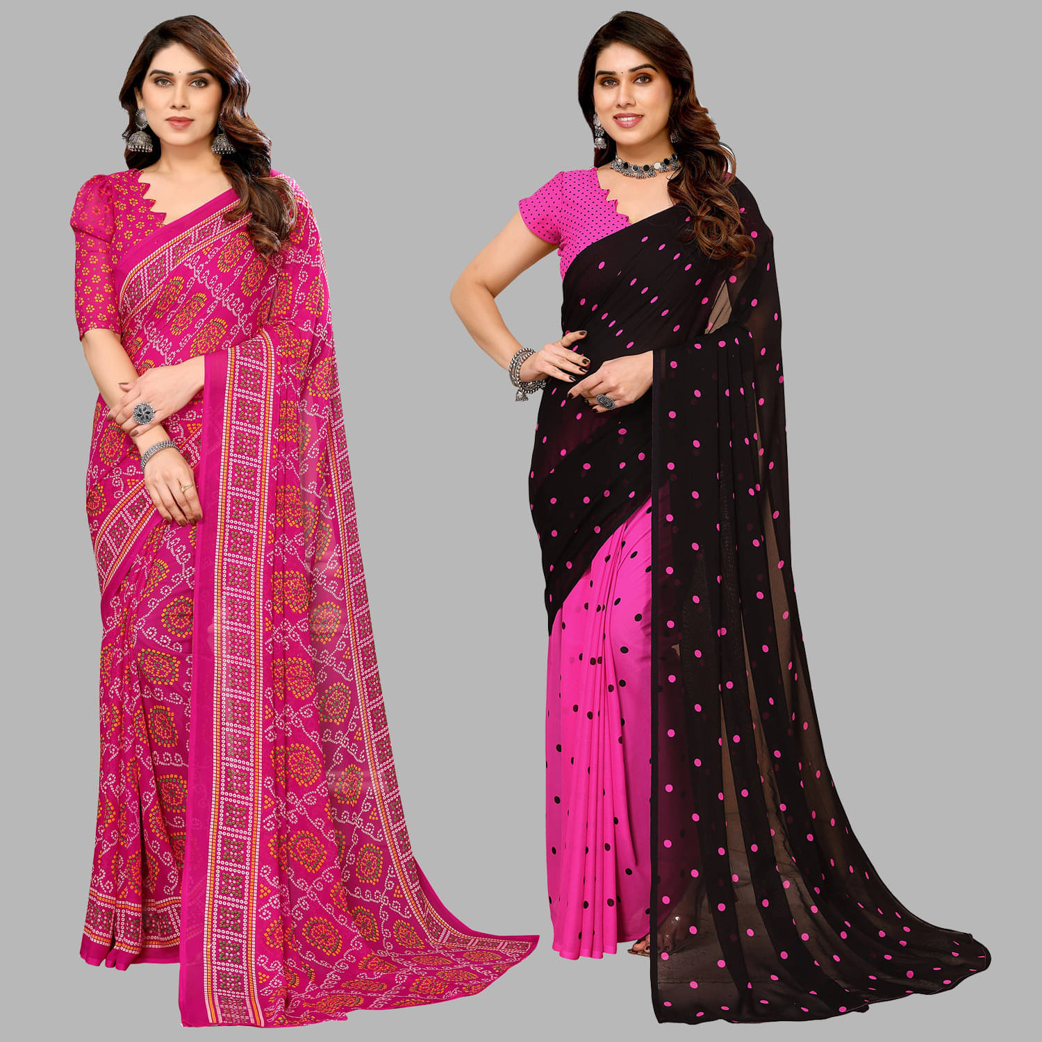     			ANAND SAREE Georgette Printed Regular Saree With Unstitched Blouse Piece ( Multicolor )