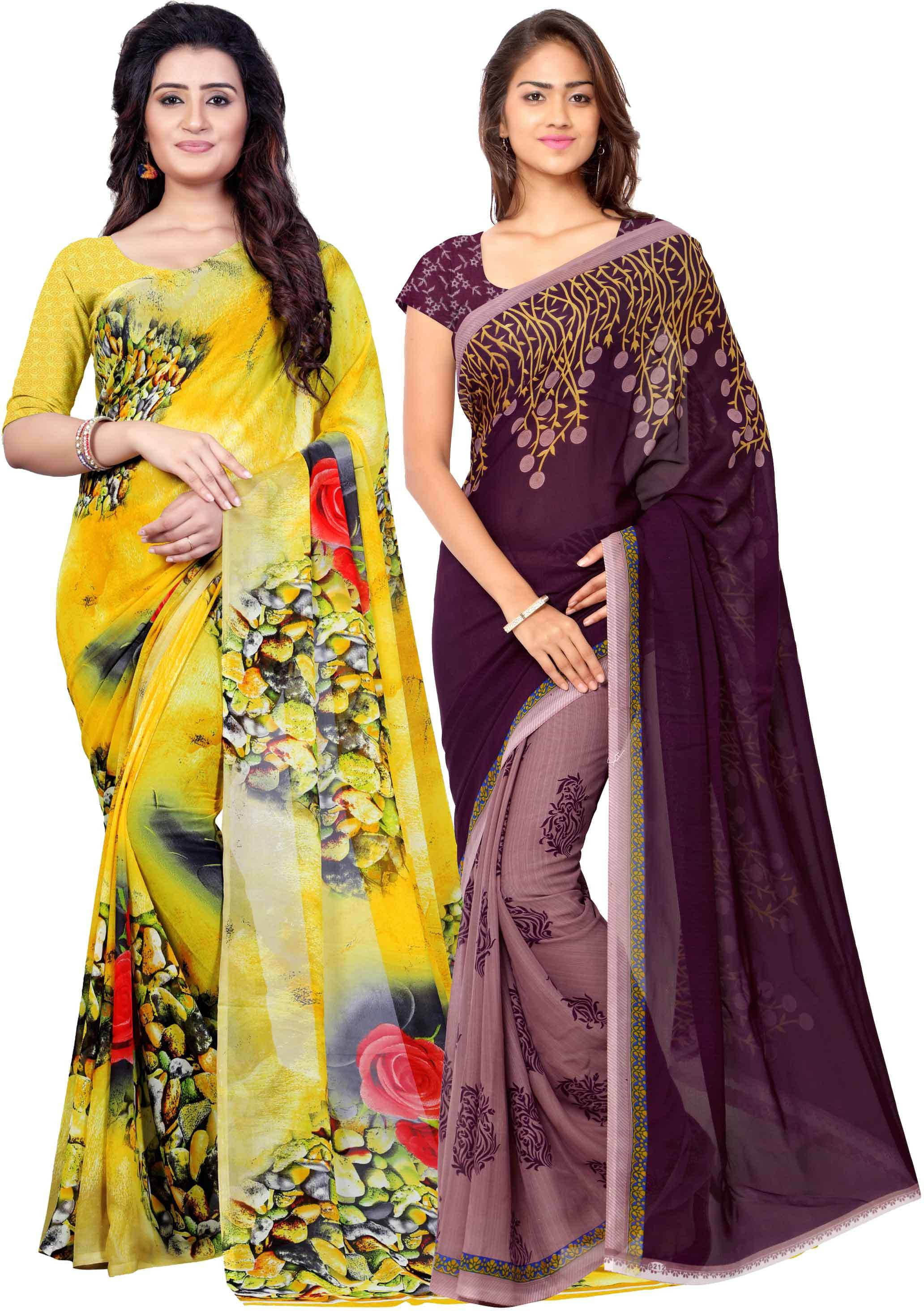 ANAND SAREE Georgette Printed Regular Saree With Unstitched Blouse Piece ( Multicolor )     			ANAND SAREE Georgette Printed Regular Saree With Unstitched Blouse Piece ( Multicolor )