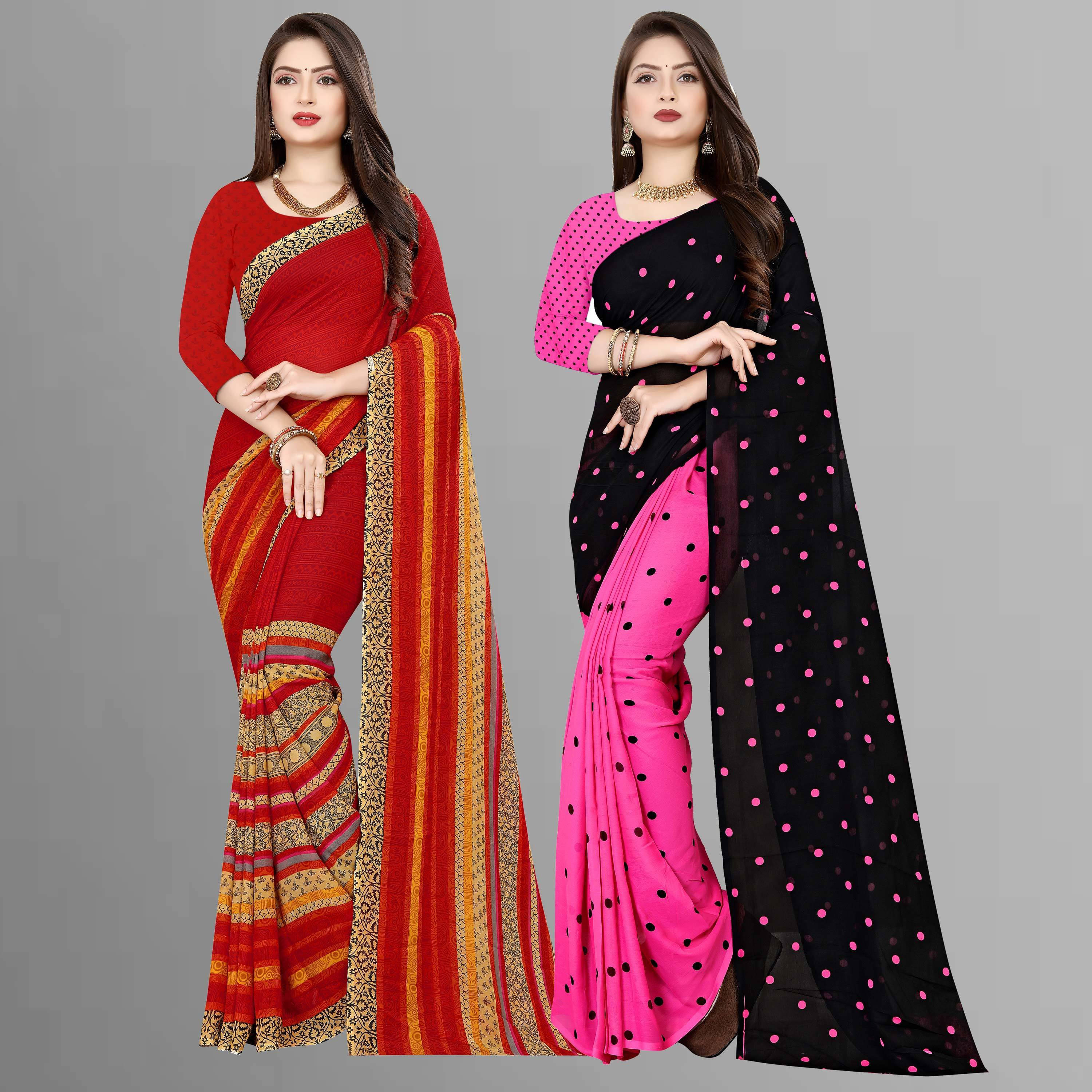 ANAND SAREE Georgette Printed Regular Saree With Unstitched Blouse Piece ( Multicolor )     			ANAND SAREE Georgette Printed Regular Saree With Unstitched Blouse Piece ( Multicolor )