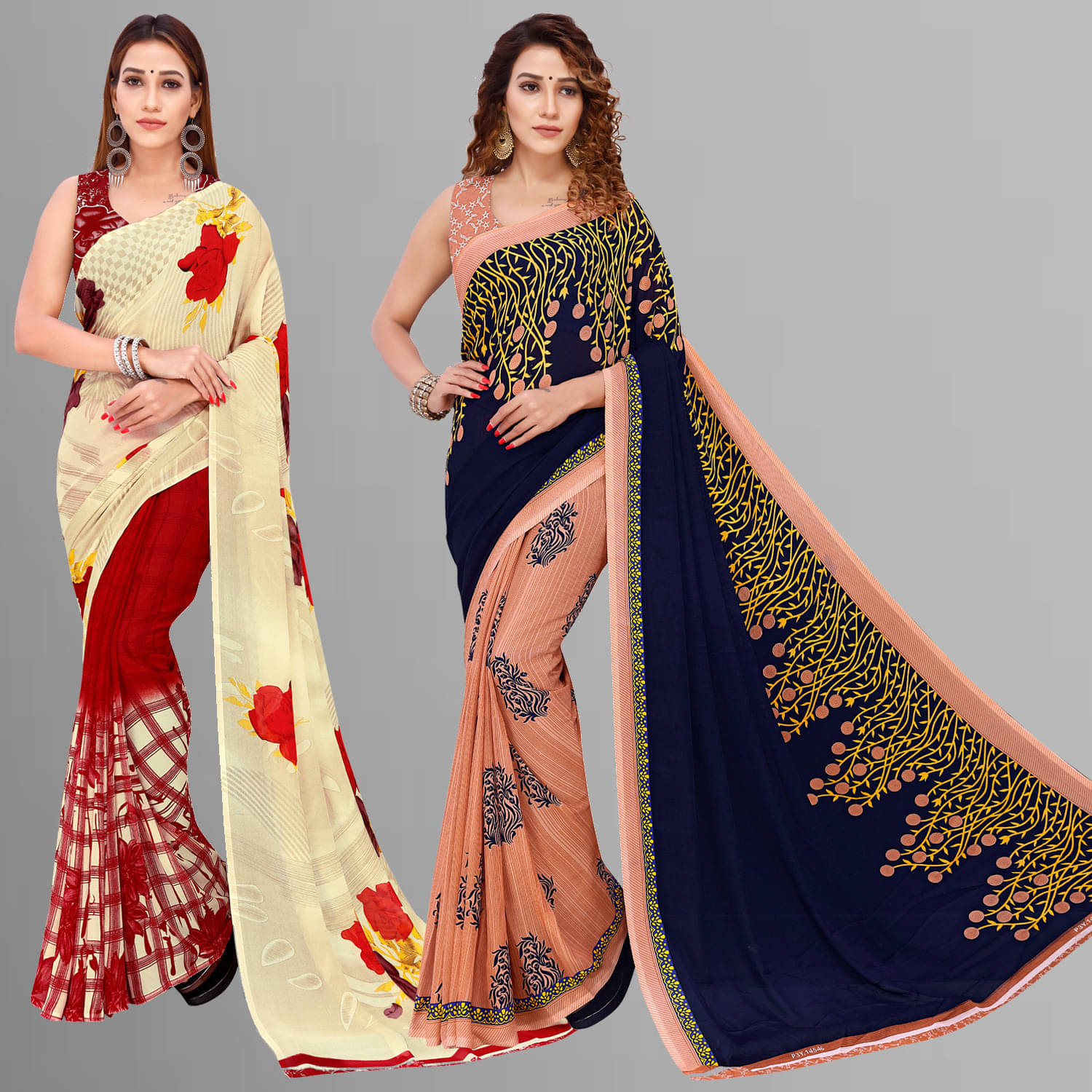 ANAND SAREE Georgette Printed Regular Saree With Unstitched Blouse Piece ( Multicolor ) ANAND SAREE Georgette Printed Regular Saree With Unstitched Blouse Piece ( Multicolor )