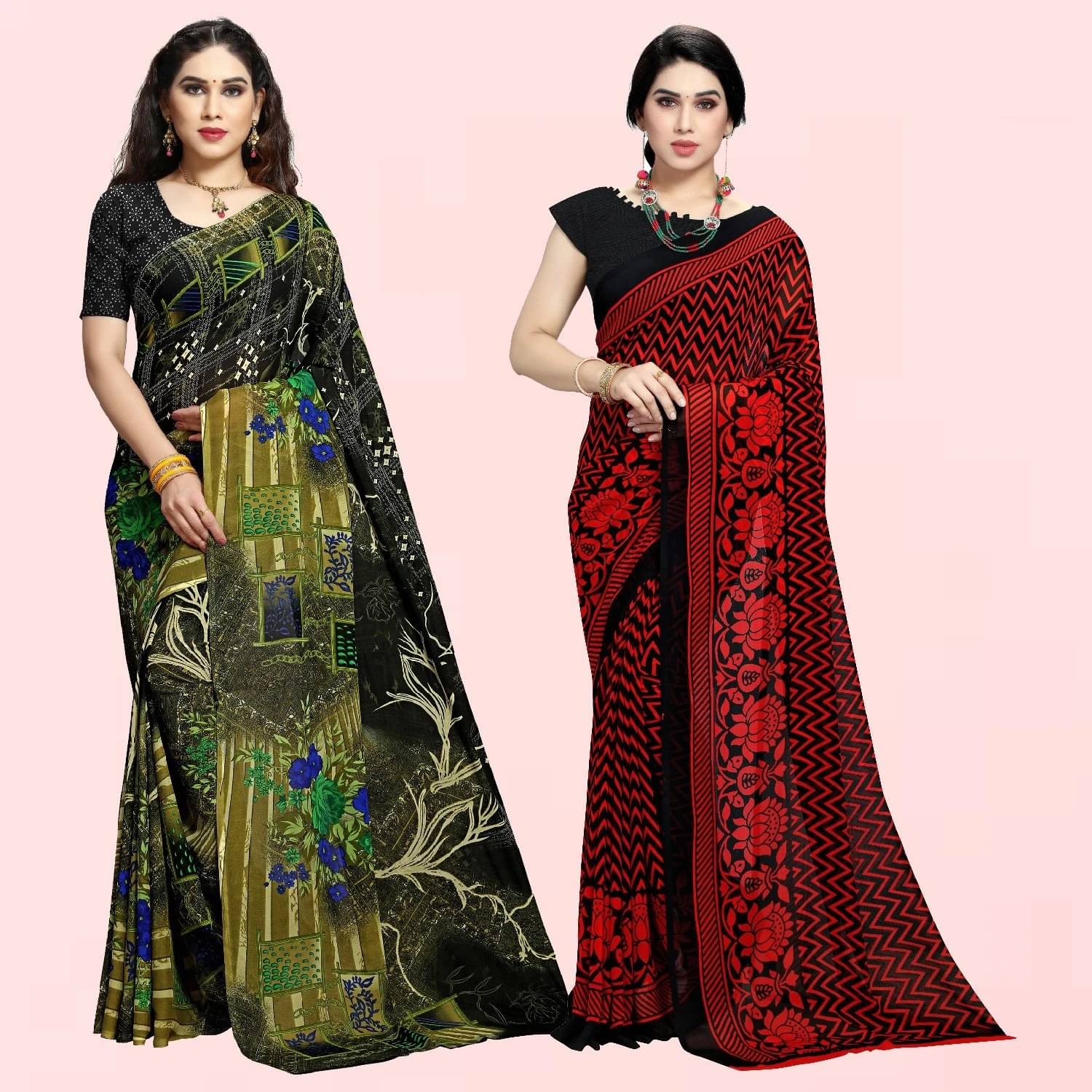     			ANAND SAREE Georgette Printed Regular Saree With Unstitched Blouse Piece ( Multicolor )