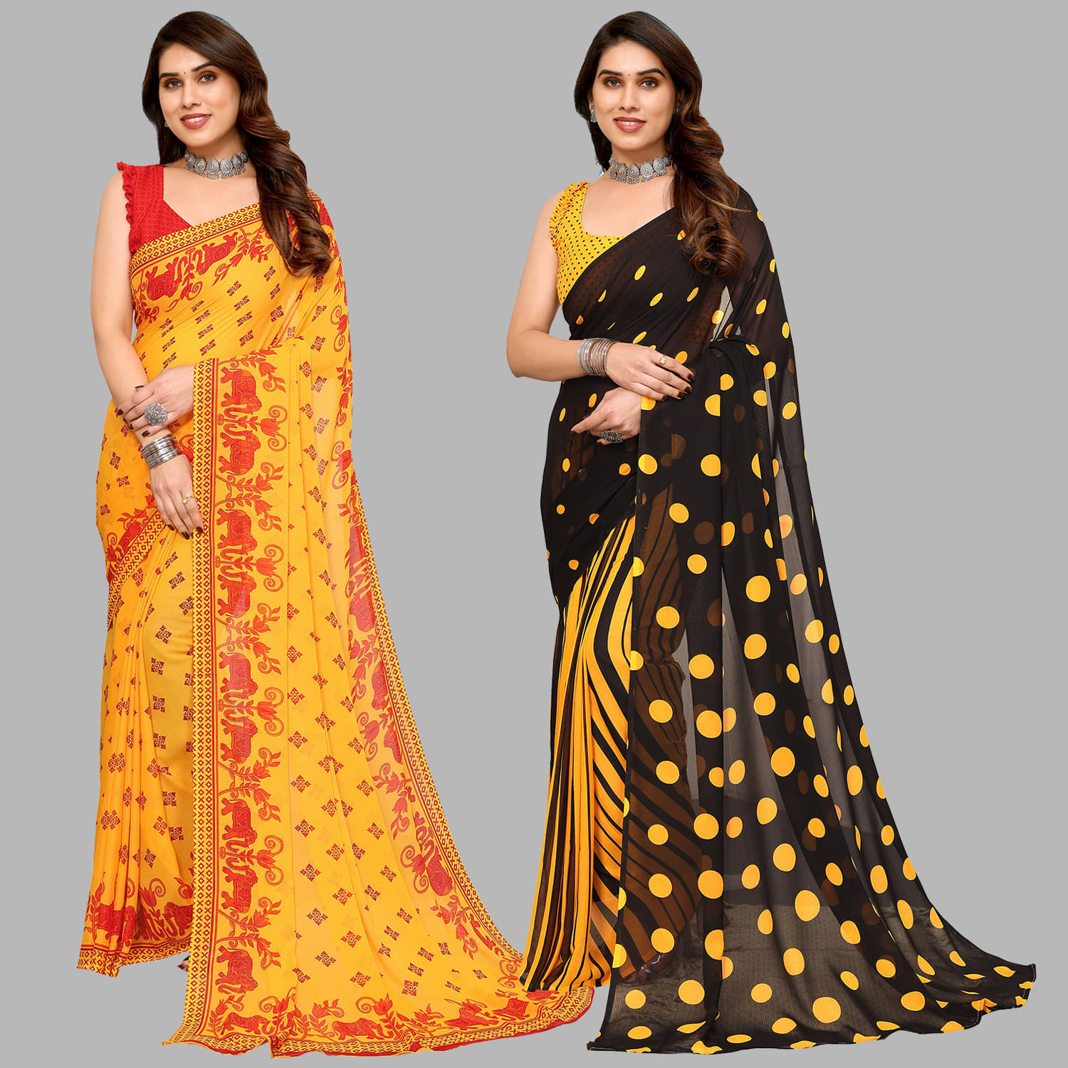 ANAND SAREE Georgette Printed Regular Saree With Unstitched Blouse Piece ( Multicolor ) ANAND SAREE Georgette Printed Regular Saree With Unstitched Blouse Piece ( Multicolor )