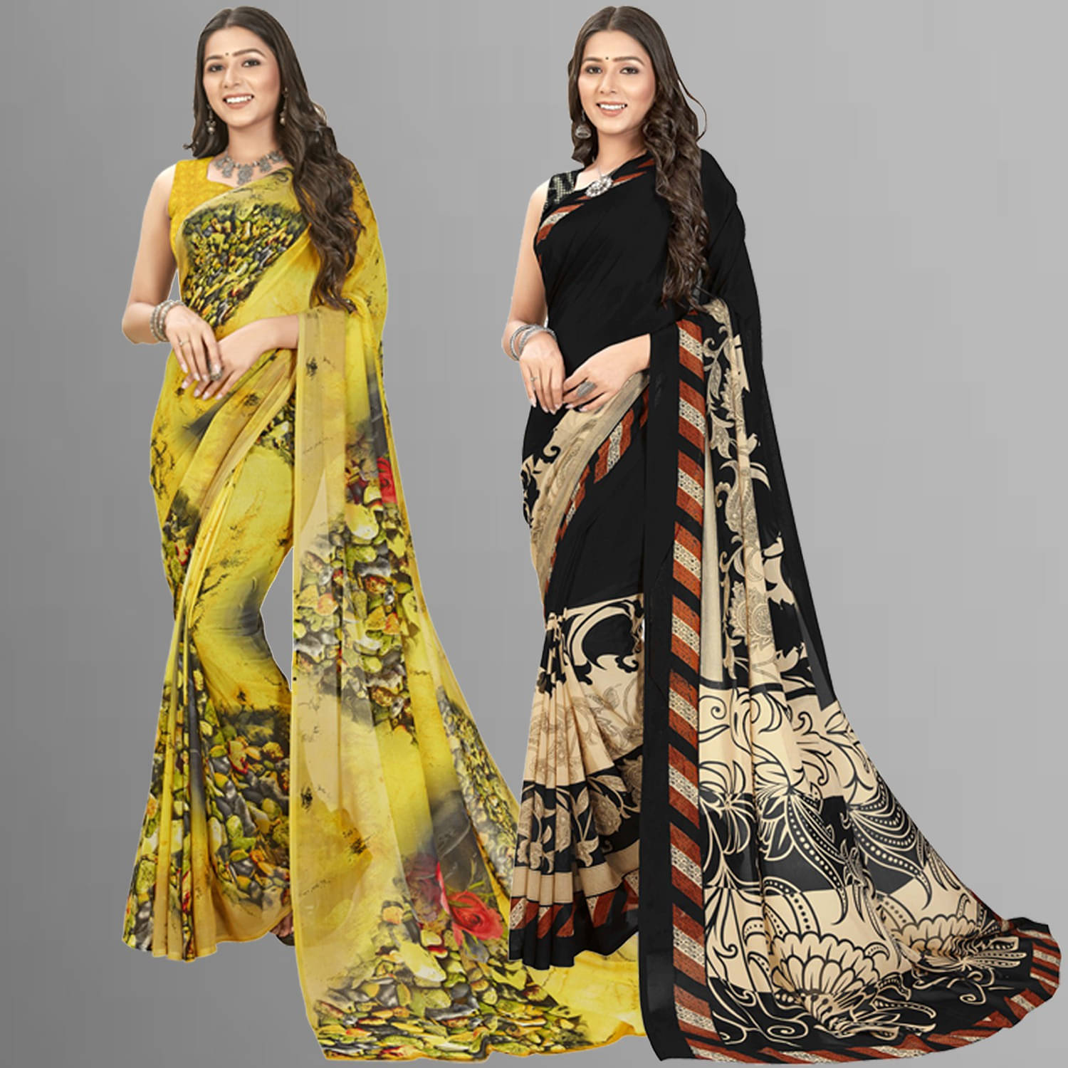     			ANAND SAREE Georgette Printed Regular Saree With Unstitched Blouse Piece ( Multicolor )