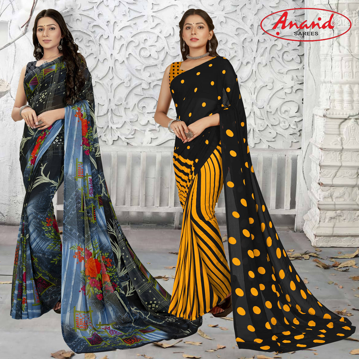     			ANAND SAREE Georgette Self Design Regular Saree With Unstitched Blouse Piece ( Multicolor )