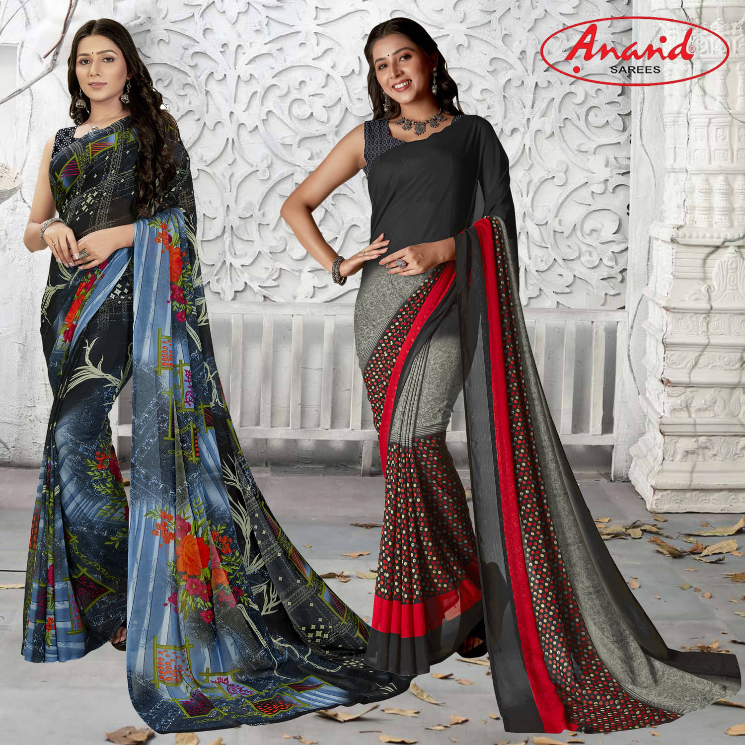     			ANAND SAREE Georgette Self Design Regular Saree With Unstitched Blouse Piece ( Multicolor )