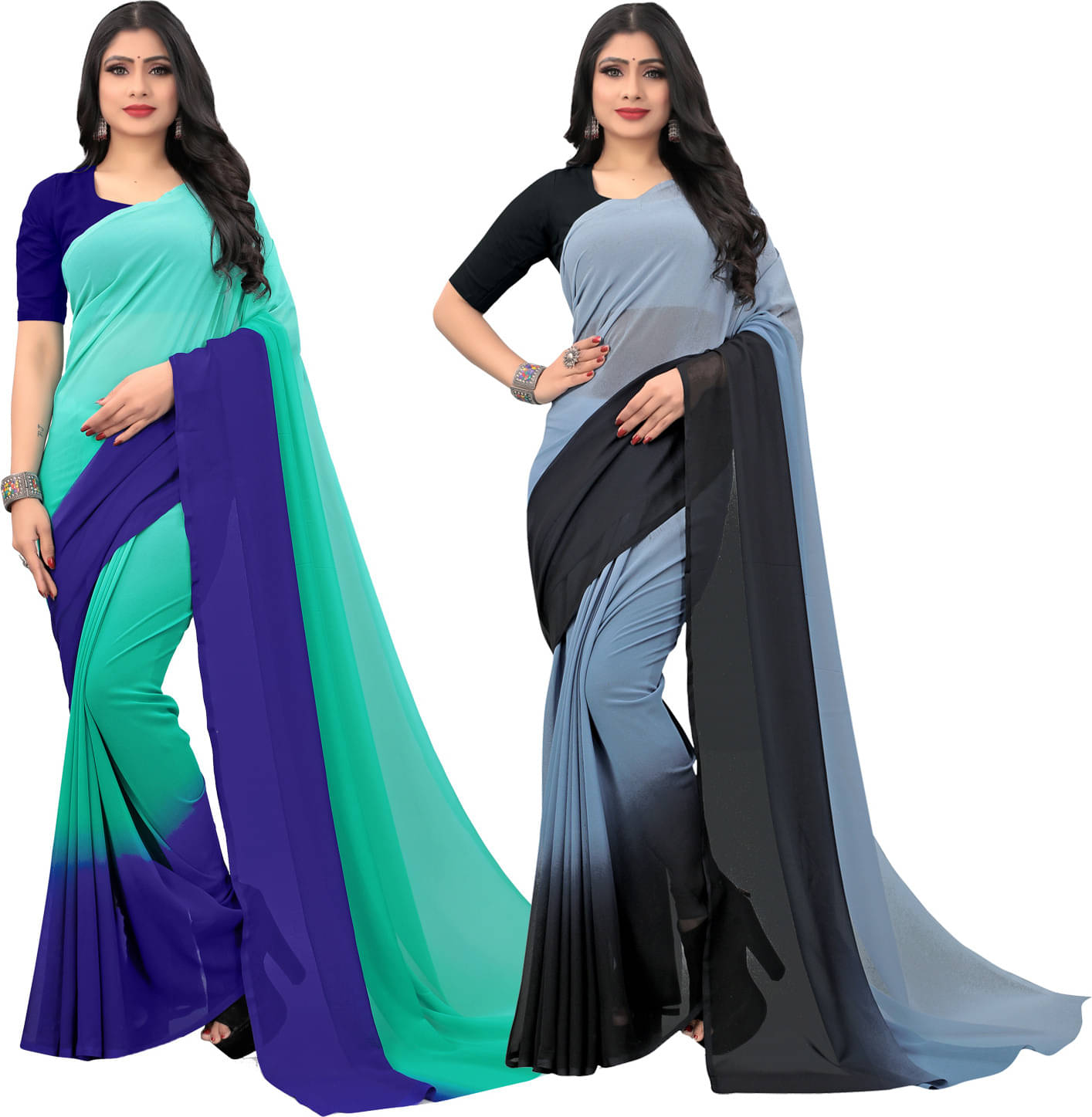 ANAND SAREE Georgette Self Design Regular Saree With Unstitched Blouse Piece ( Multicolor ) ANAND SAREE Georgette Self Design Regular Saree With Unstitched Blouse Piece ( Multicolor )