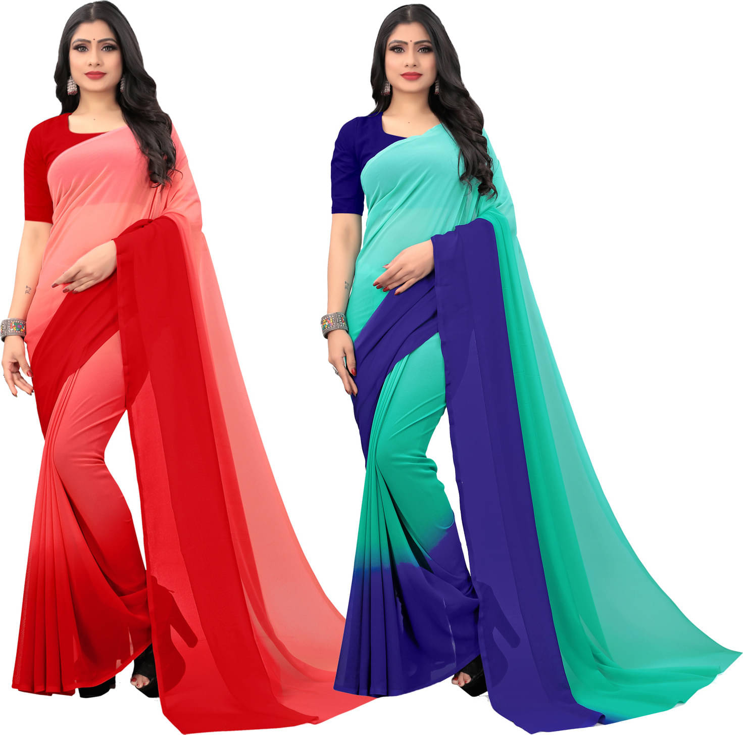     			ANAND SAREE Georgette Self Design Regular Saree With Unstitched Blouse Piece ( Multicolor )
