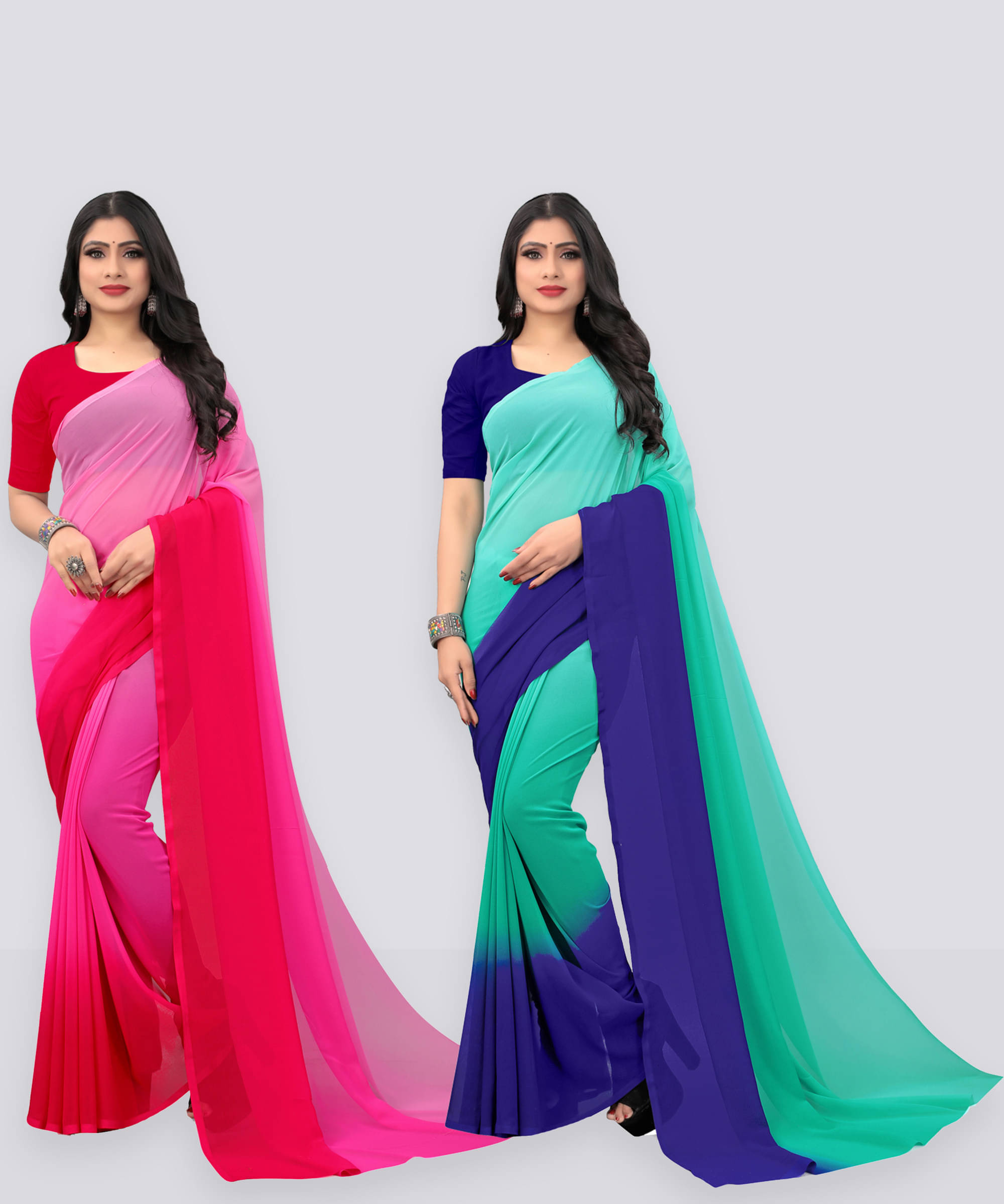 ANAND SAREE Georgette Self Design Regular Saree With Unstitched Blouse Piece ( Multicolor ) ANAND SAREE Georgette Self Design Regular Saree With Unstitched Blouse Piece ( Multicolor )