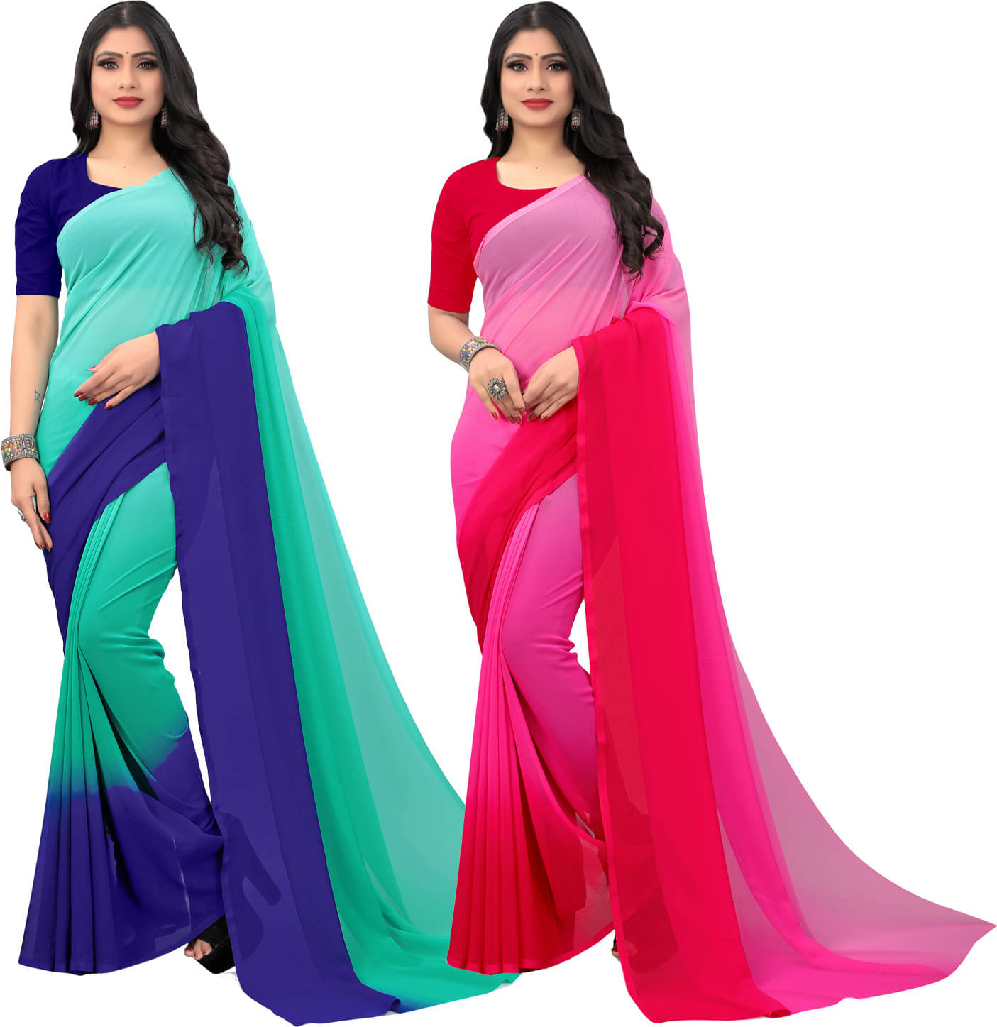 ANAND SAREE Georgette Self Design Regular Saree With Unstitched Blouse Piece ( Multicolor ) ANAND SAREE Georgette Self Design Regular Saree With Unstitched Blouse Piece ( Multicolor )