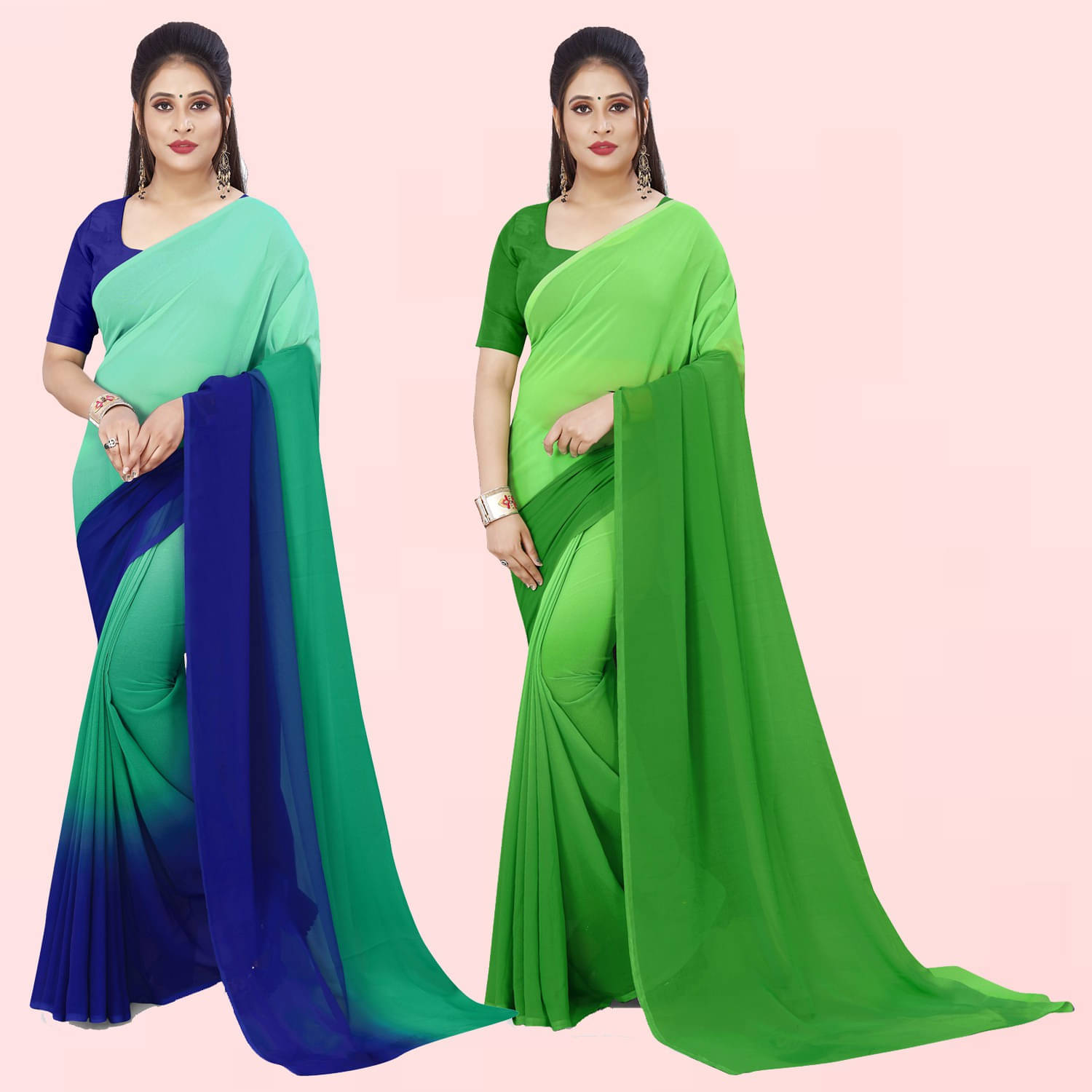     			ANAND SAREE Georgette Solid Regular Saree With Unstitched Blouse Piece ( Multicolor )