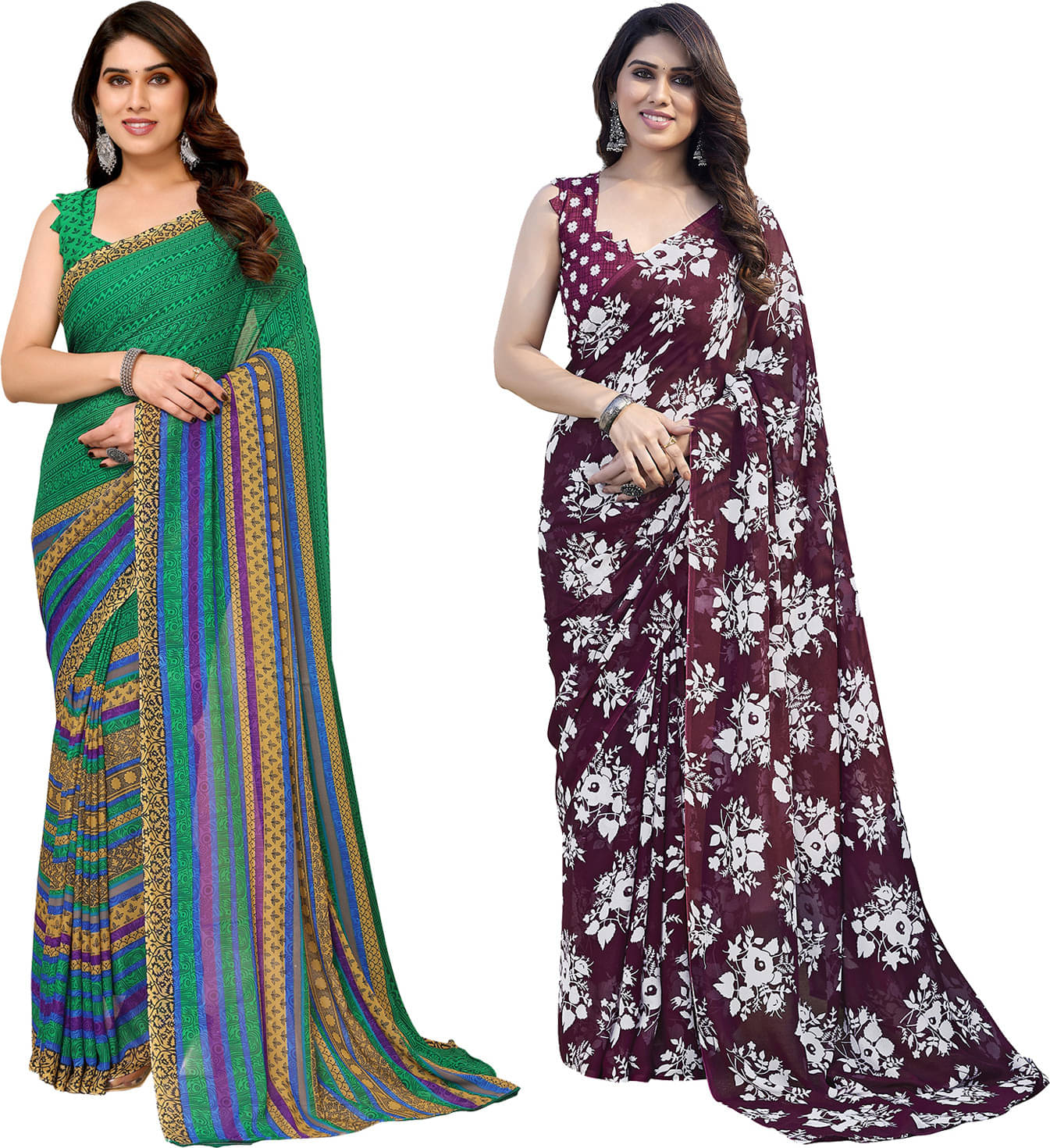 ANAND SAREE Georgette Striped Regular Saree With Unstitched Blouse Piece ( Multicolor ) ANAND SAREE Georgette Striped Regular Saree With Unstitched Blouse Piece ( Multicolor )