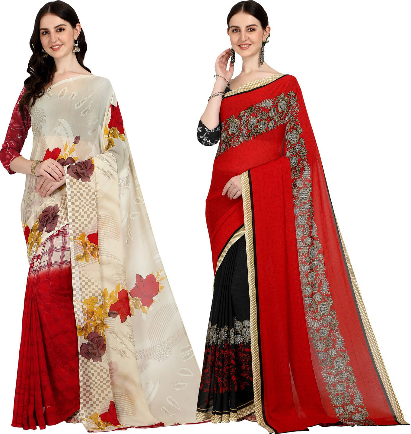 ANAND SAREE Georgette Striped Regular Saree With Unstitched Blouse Piece ( Multicolor ) ANAND SAREE Georgette Striped Regular Saree With Unstitched Blouse Piece ( Multicolor )