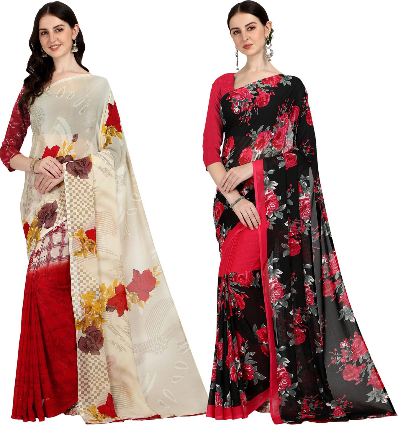     			ANAND SAREE Georgette Striped Regular Saree With Unstitched Blouse Piece ( Multicolor )