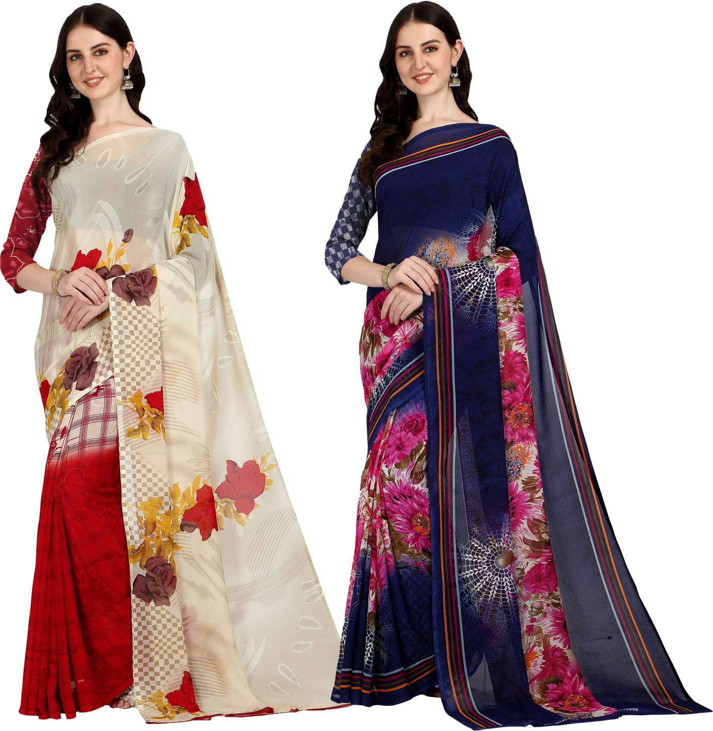     			ANAND SAREE Georgette Striped Regular Saree With Unstitched Blouse Piece ( Multicolor )