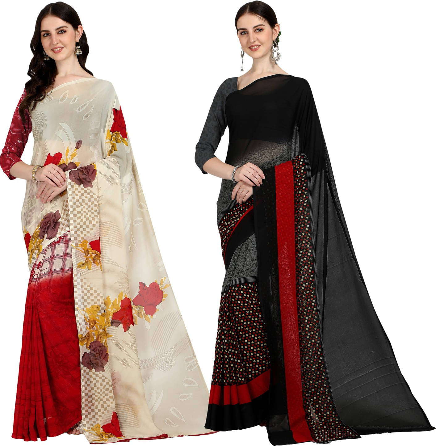     			ANAND SAREE Georgette Striped Regular Saree With Unstitched Blouse Piece ( Multicolor )
