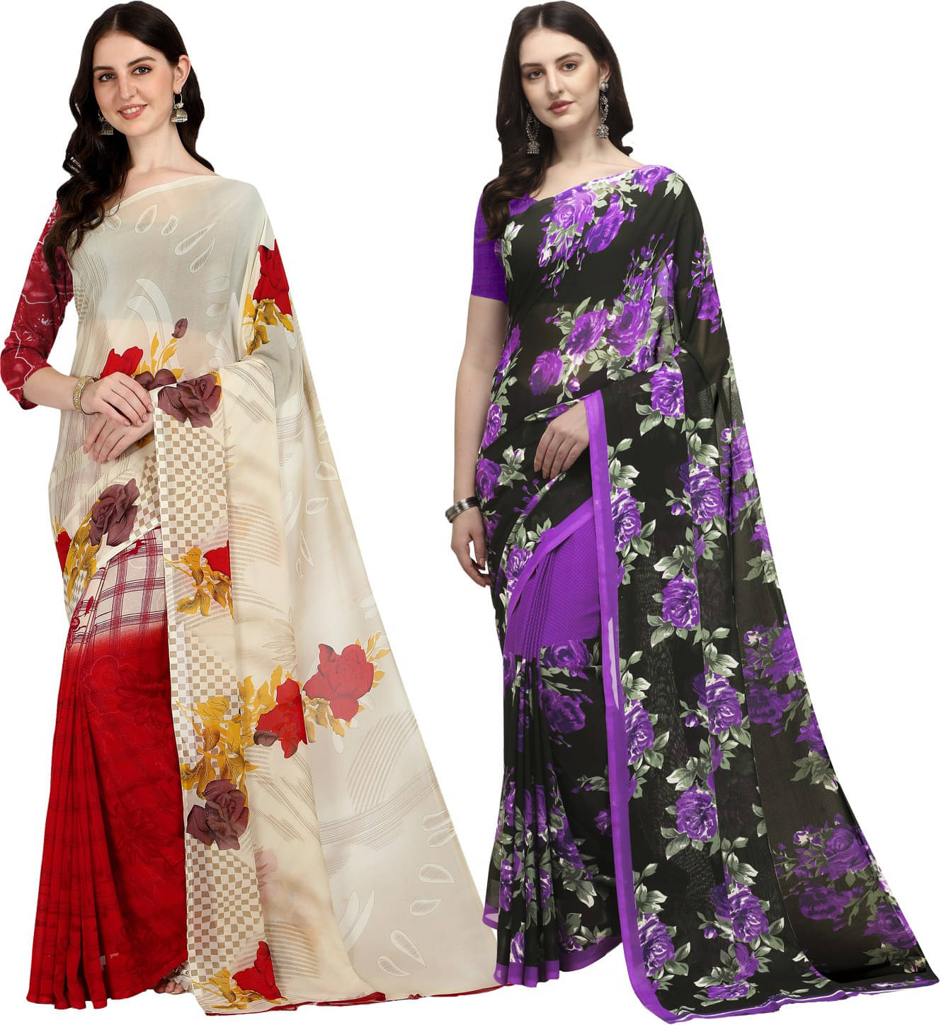 ANAND SAREE Georgette Striped Regular Saree With Unstitched Blouse Piece ( Multicolor ) ANAND SAREE Georgette Striped Regular Saree With Unstitched Blouse Piece ( Multicolor )