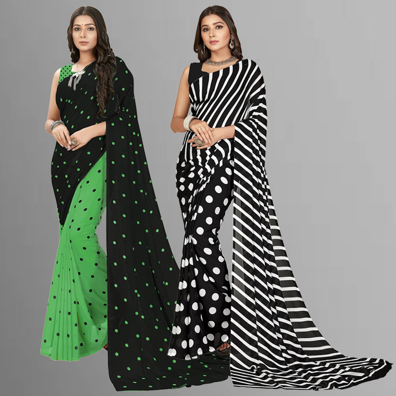     			ANAND SAREE Georgette Striped Regular Saree With Unstitched Blouse Piece ( Multicolor )