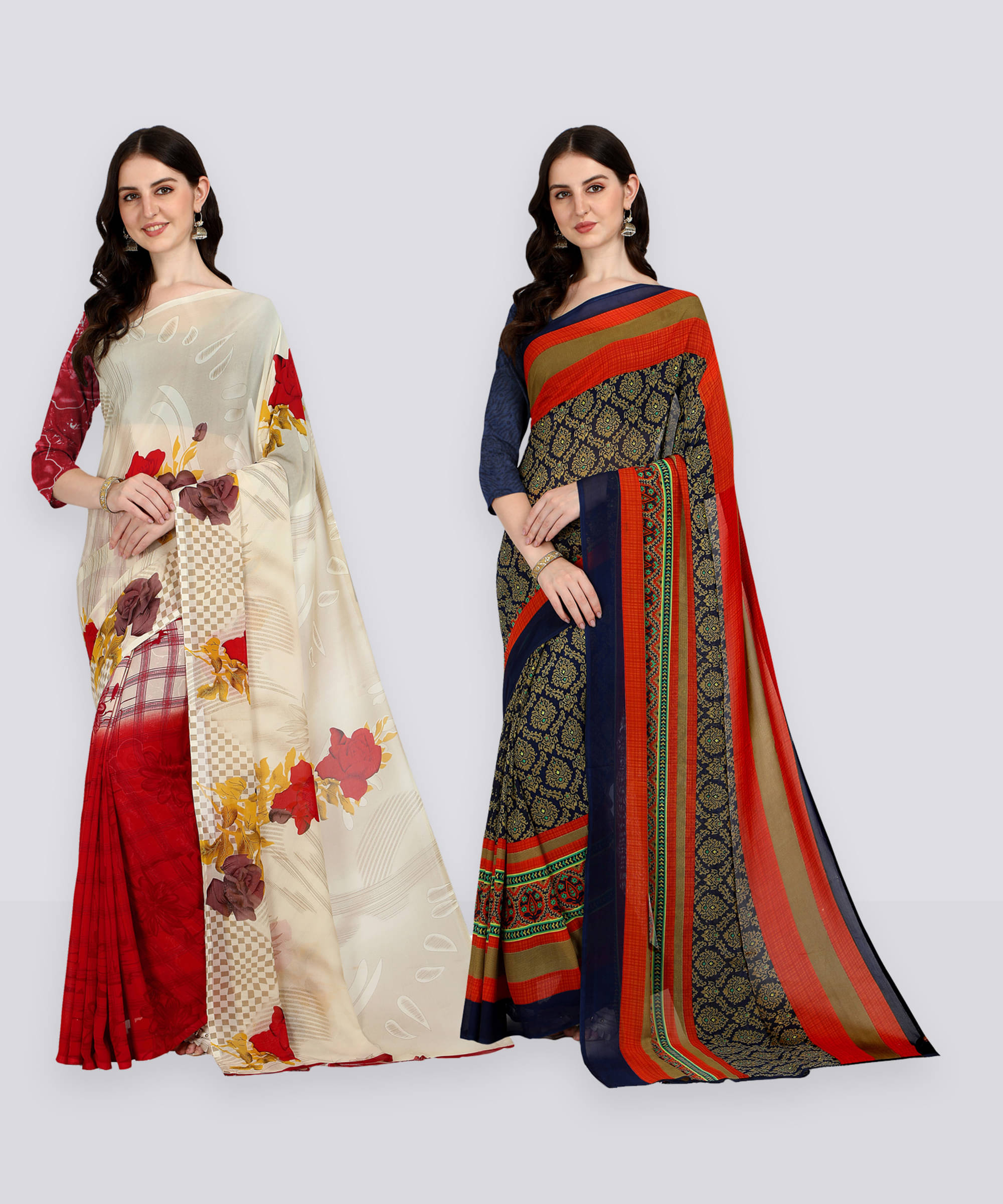     			ANAND SAREE Georgette Striped Regular Saree With Unstitched Blouse Piece ( Multicolor )