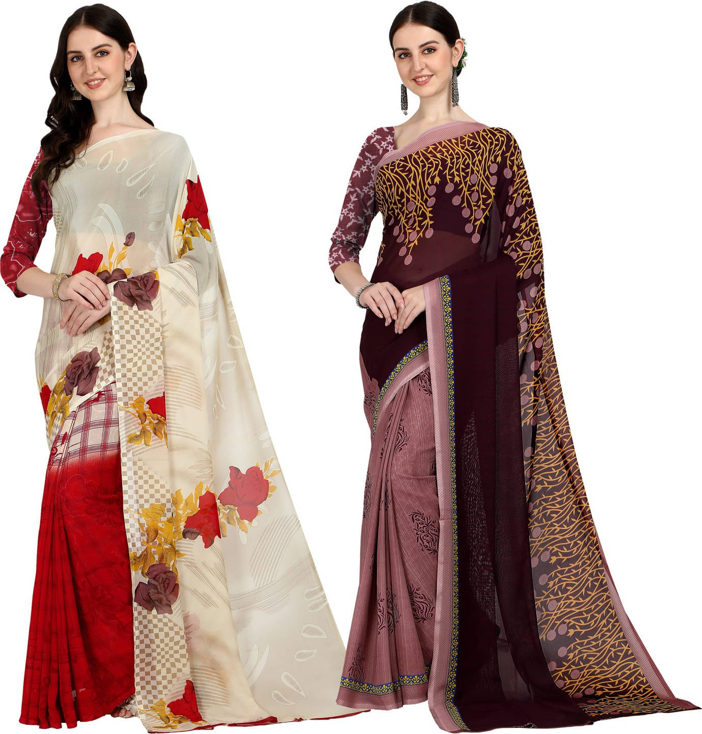 ANAND SAREE Georgette Striped Regular Saree With Unstitched Blouse Piece ( Multicolor ) ANAND SAREE Georgette Striped Regular Saree With Unstitched Blouse Piece ( Multicolor )