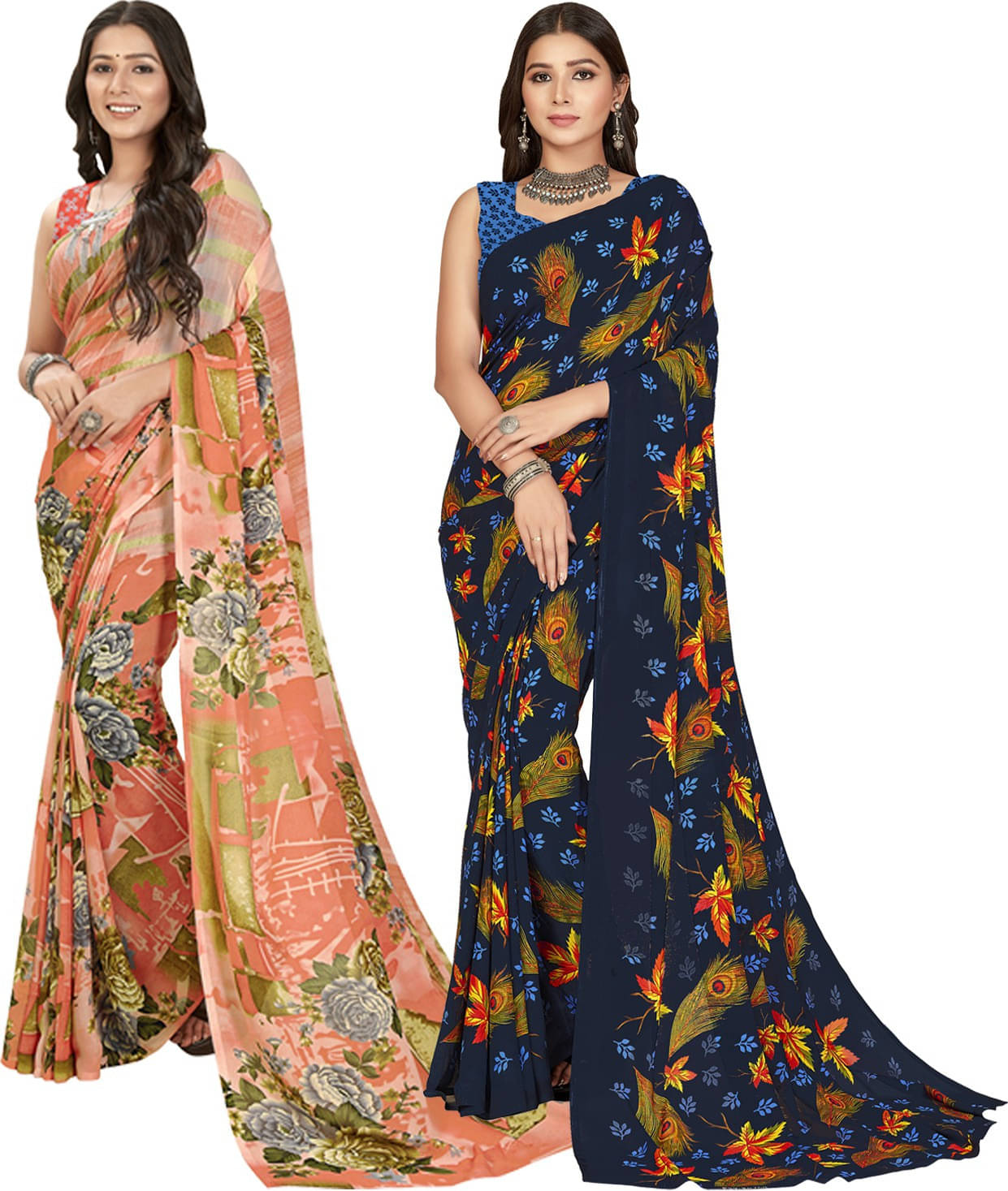 ANAND SAREE Georgette Striped Regular Saree With Unstitched Blouse Piece ( Multicolor ) ANAND SAREE Georgette Striped Regular Saree With Unstitched Blouse Piece ( Multicolor )