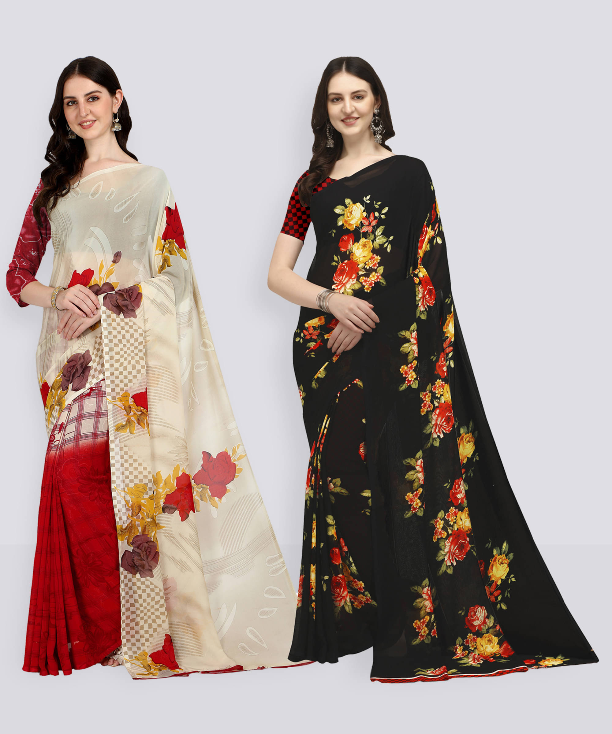 ANAND SAREE Georgette Striped Regular Saree With Unstitched Blouse Piece ( Multicolor ) ANAND SAREE Georgette Striped Regular Saree With Unstitched Blouse Piece ( Multicolor )