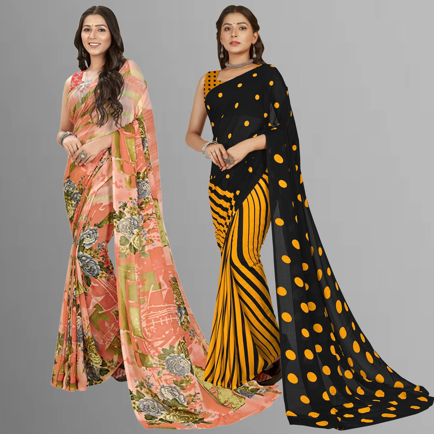     			ANAND SAREE Georgette Striped Regular Saree With Unstitched Blouse Piece ( Multicolor )