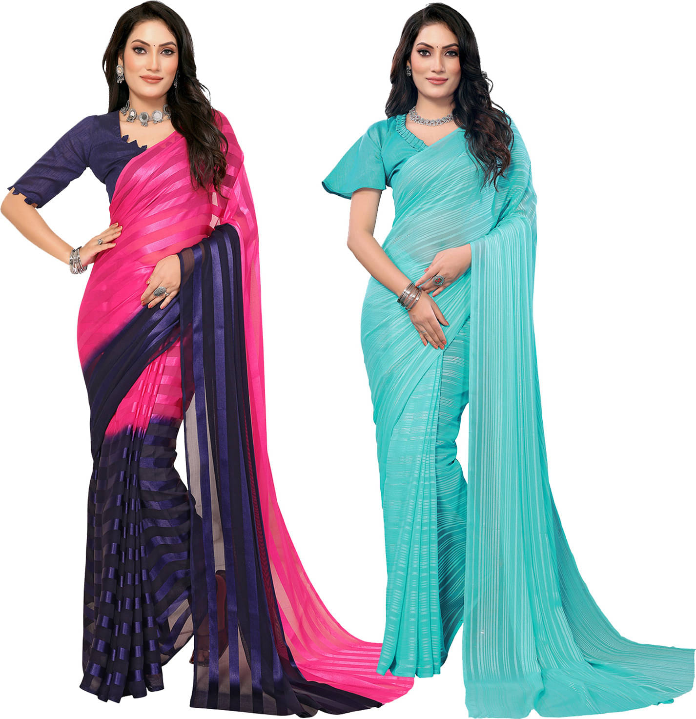     			ANAND SAREE Satin Striped Regular Saree With Unstitched Blouse Piece ( Multicolor )