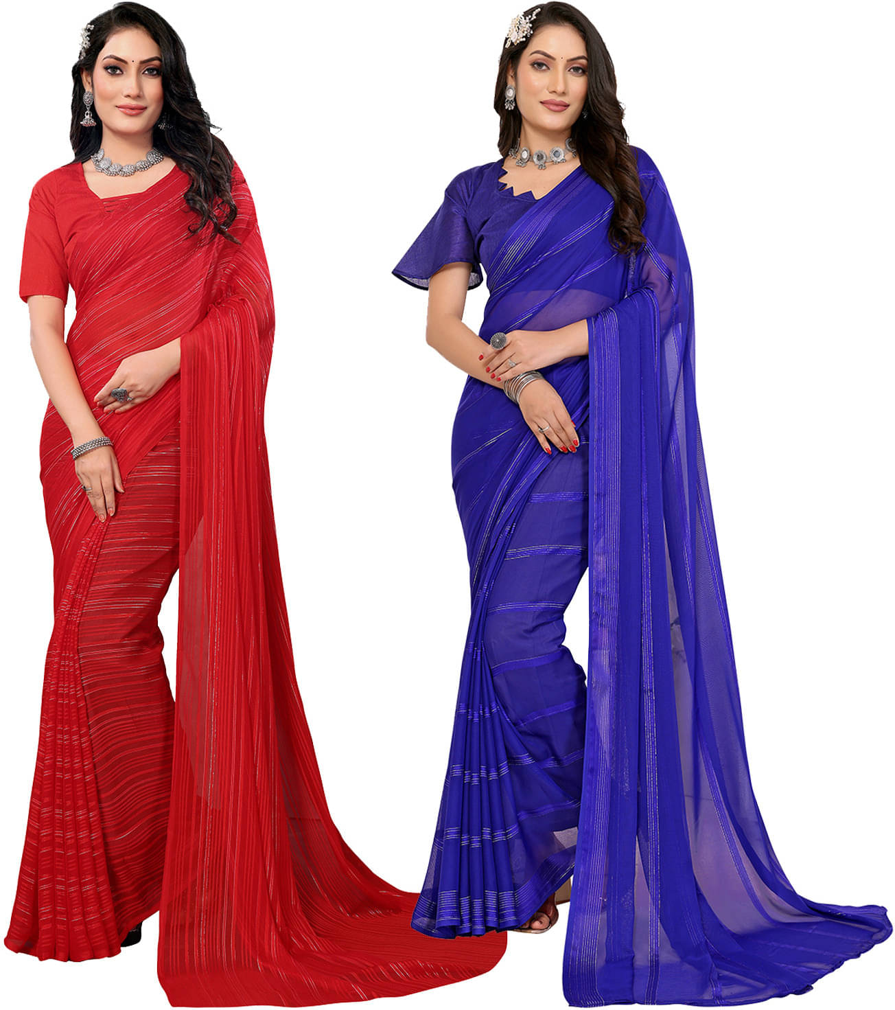 ANAND SAREE Satin Striped Regular Saree With Unstitched Blouse Piece ( Multicolor ) ANAND SAREE Satin Striped Regular Saree With Unstitched Blouse Piece ( Multicolor )