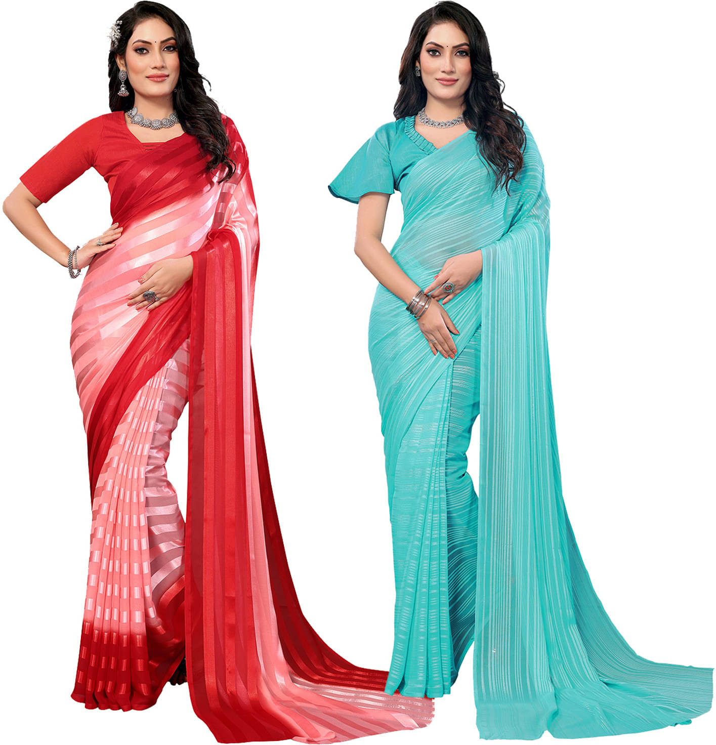 ANAND SAREE Satin Striped Regular Saree With Unstitched Blouse Piece ( Multicolor ) ANAND SAREE Satin Striped Regular Saree With Unstitched Blouse Piece ( Multicolor )