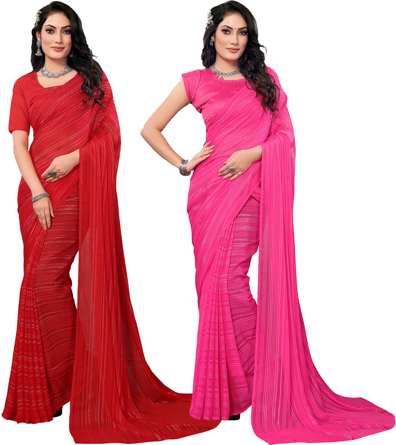     			ANAND SAREE Satin Striped Regular Saree With Unstitched Blouse Piece ( Multicolor )