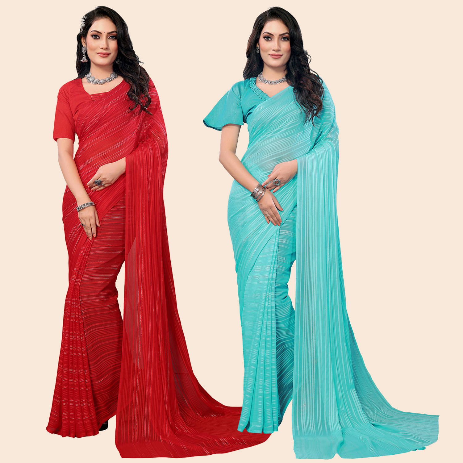 ANAND SAREE Satin Striped Regular Saree With Unstitched Blouse Piece ( Multicolor ) ANAND SAREE Satin Striped Regular Saree With Unstitched Blouse Piece ( Multicolor )