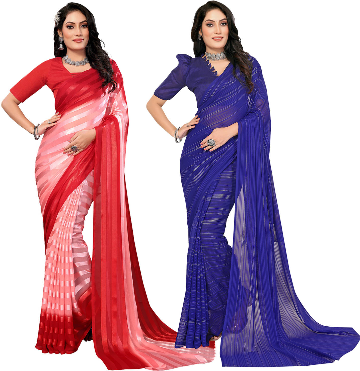 ANAND SAREE Satin Striped Regular Saree With Unstitched Blouse Piece ( Multicolor ) ANAND SAREE Satin Striped Regular Saree With Unstitched Blouse Piece ( Multicolor )
