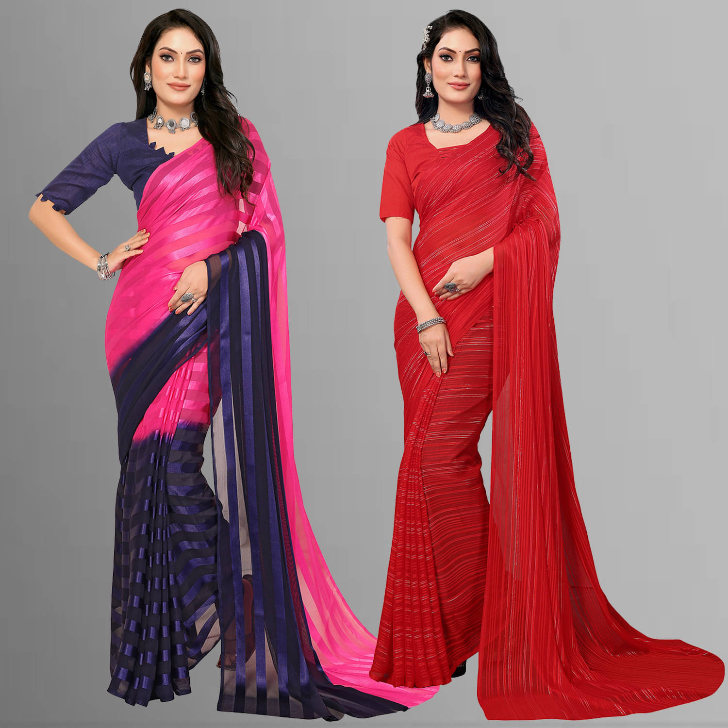     			ANAND SAREE Satin Striped Regular Saree With Unstitched Blouse Piece ( Multicolor )