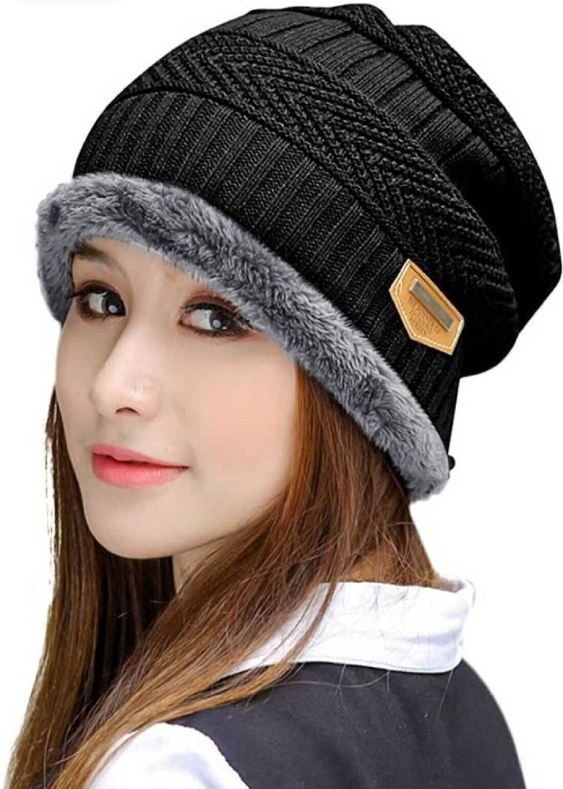     			Alamos Black Woollen Women's Cap ( Pack of 1 )