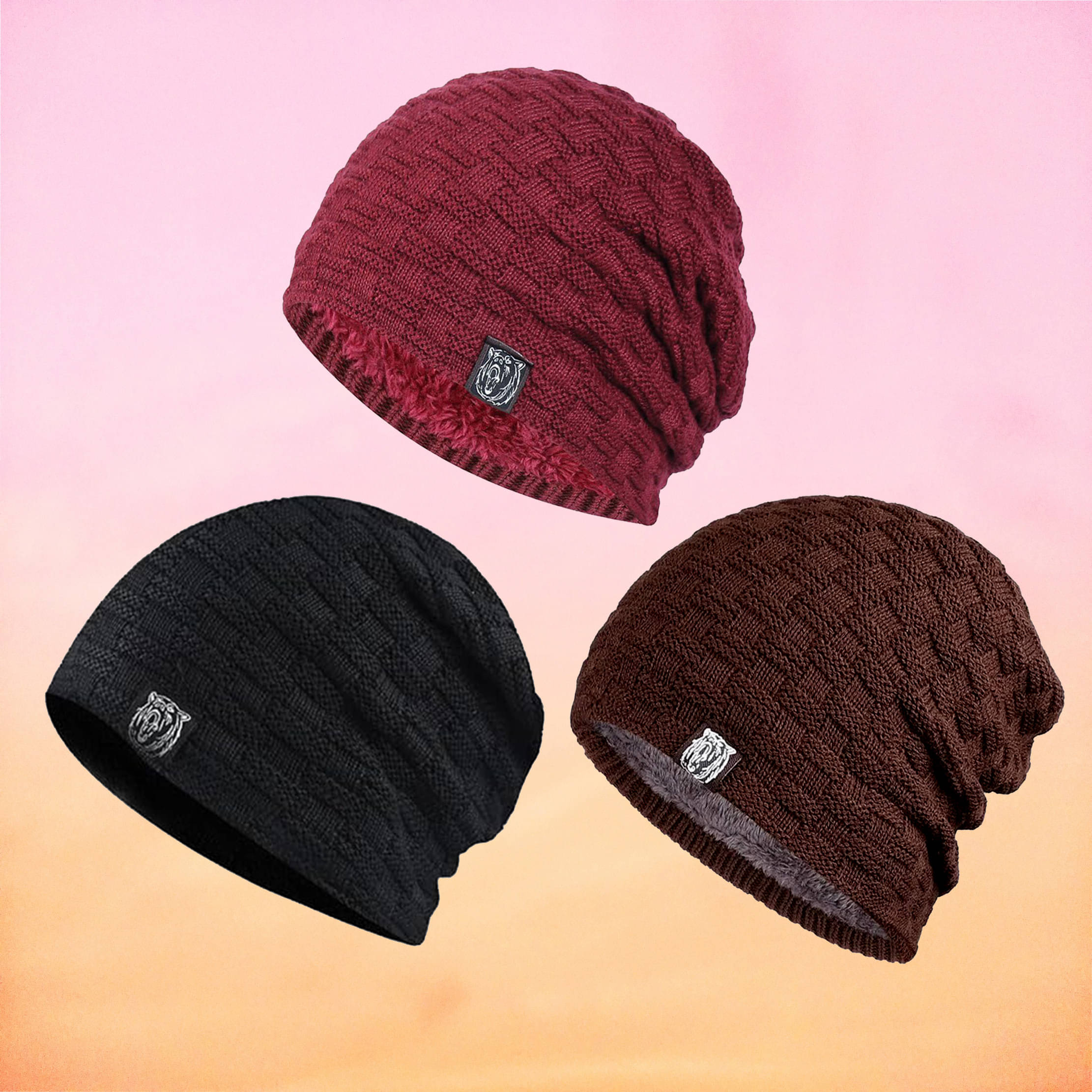 Alamos Multicolor Woollen Women's Cap ( Pack of 3 ) Alamos Multicolor Woollen Women's Cap ( Pack of 3 )