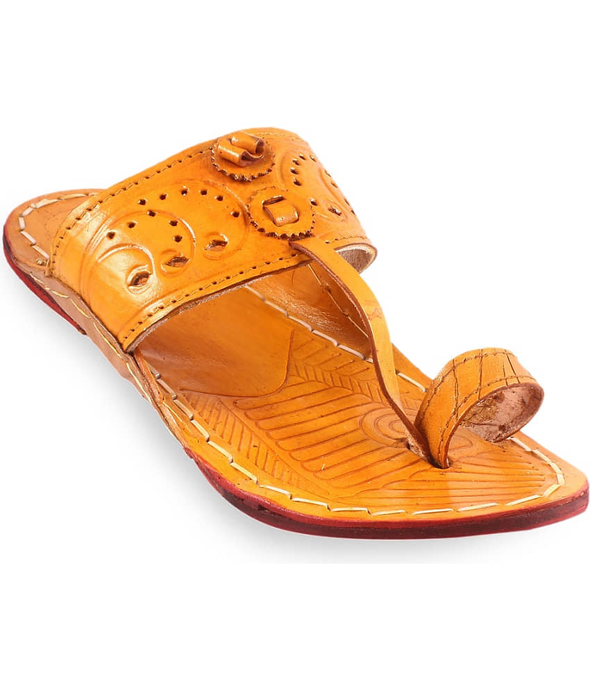 Anjaneya Creations Yellow Men's Kolhapuris - Ethnic Shoes | Buy online on ZillyBuy