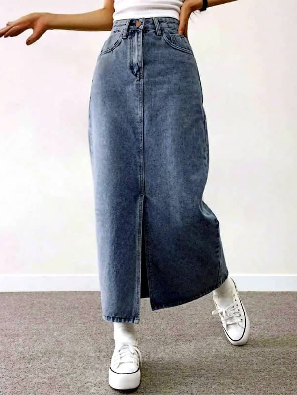     			CHALODIA Blue Denim Women's Straight Skirts ( Pack of 1 )