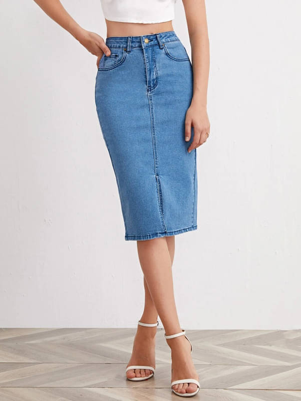     			CHALODIA Blue Denim Women's Straight Skirts ( Pack of 1 )