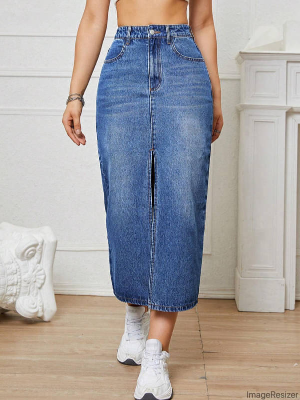     			CHALODIA Blue Denim Women's Straight Skirts ( Pack of 1 )