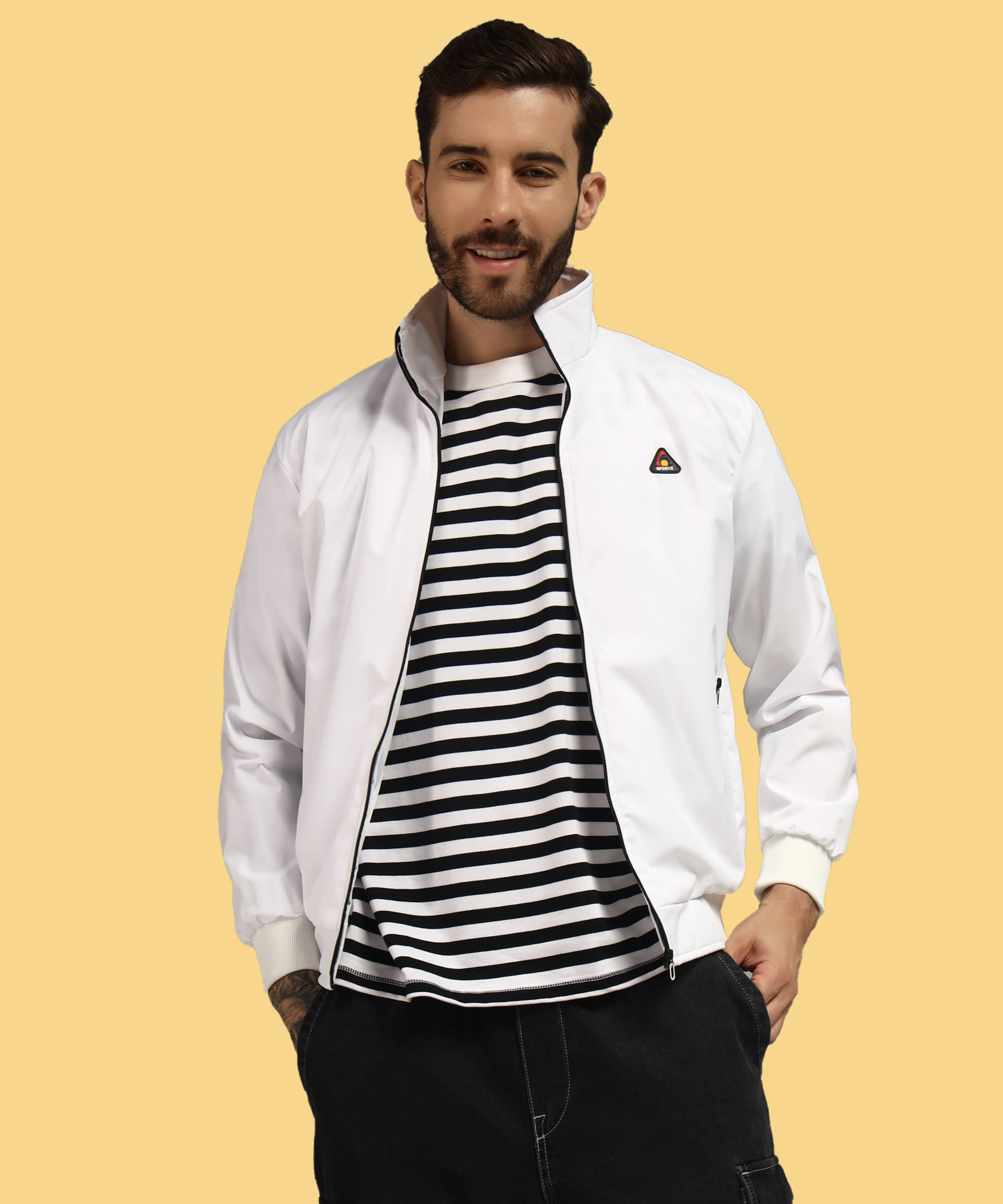     			Christy World Polyester Men's Casual Jacket - White ( Pack of 1 )