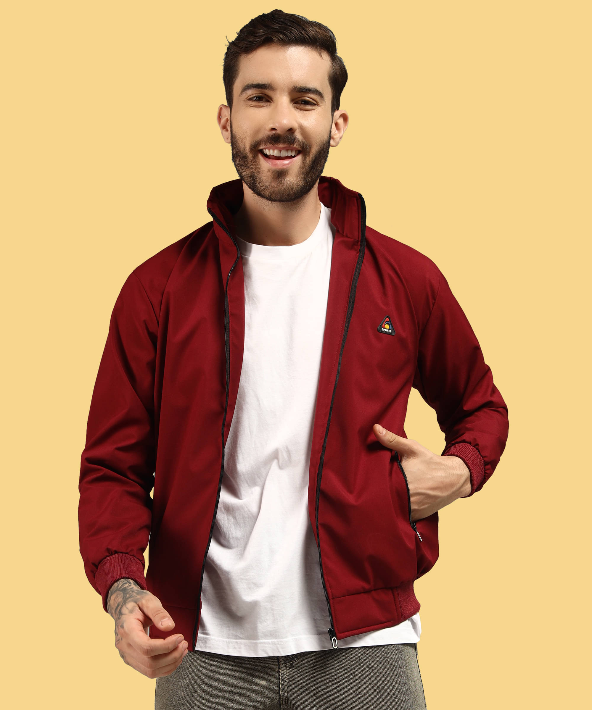     			Christy World Polyester Men's Casual Jacket - Maroon ( Pack of 1 )
