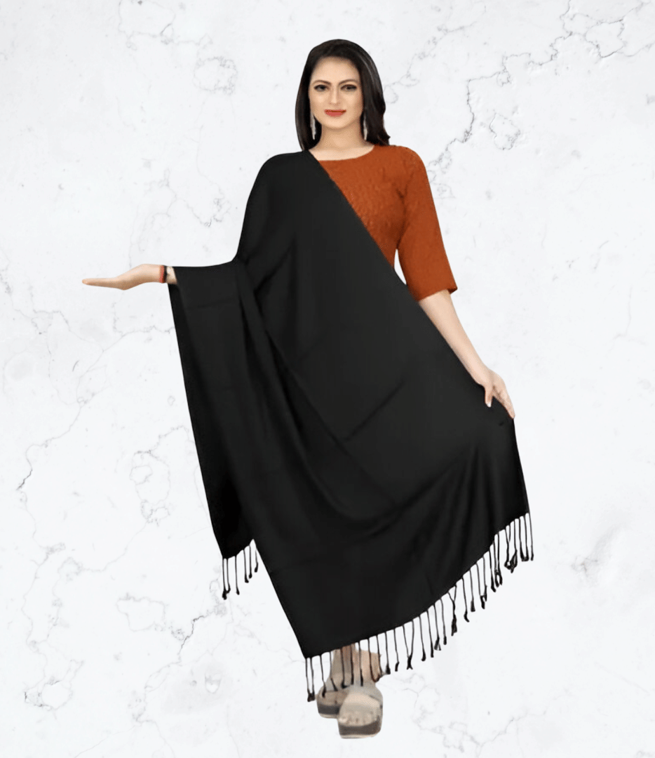 Collective Stitch Black Cotton Women's Stole ( Pack of 1 ) Collective Stitch Black Cotton Women's Stole ( Pack of 1 )