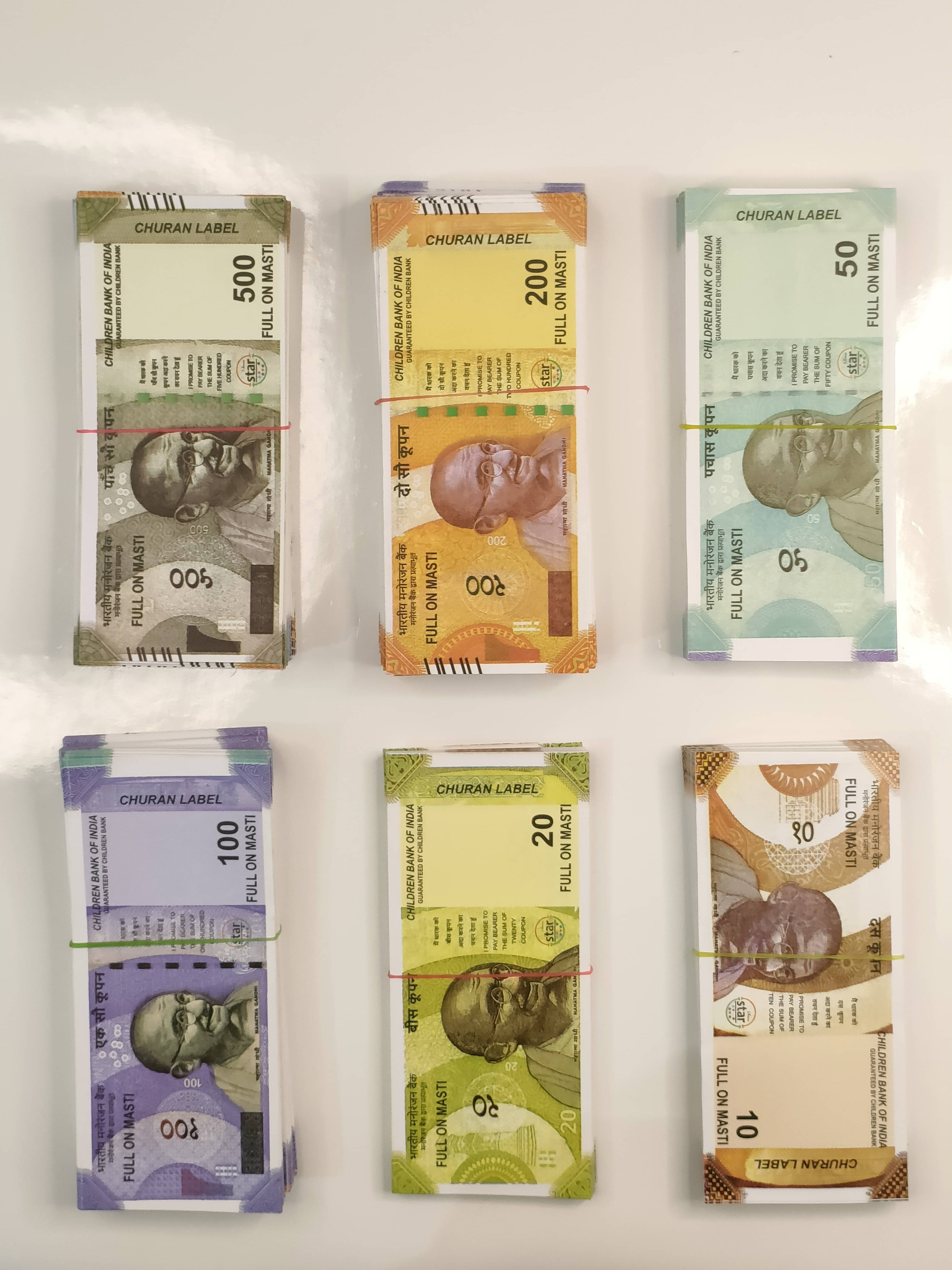     			BBS DEAL Combo Pack (9*6= 54 Notes) ( 10,20,50,100,200,500 Notes)Fake Indian Currency_096