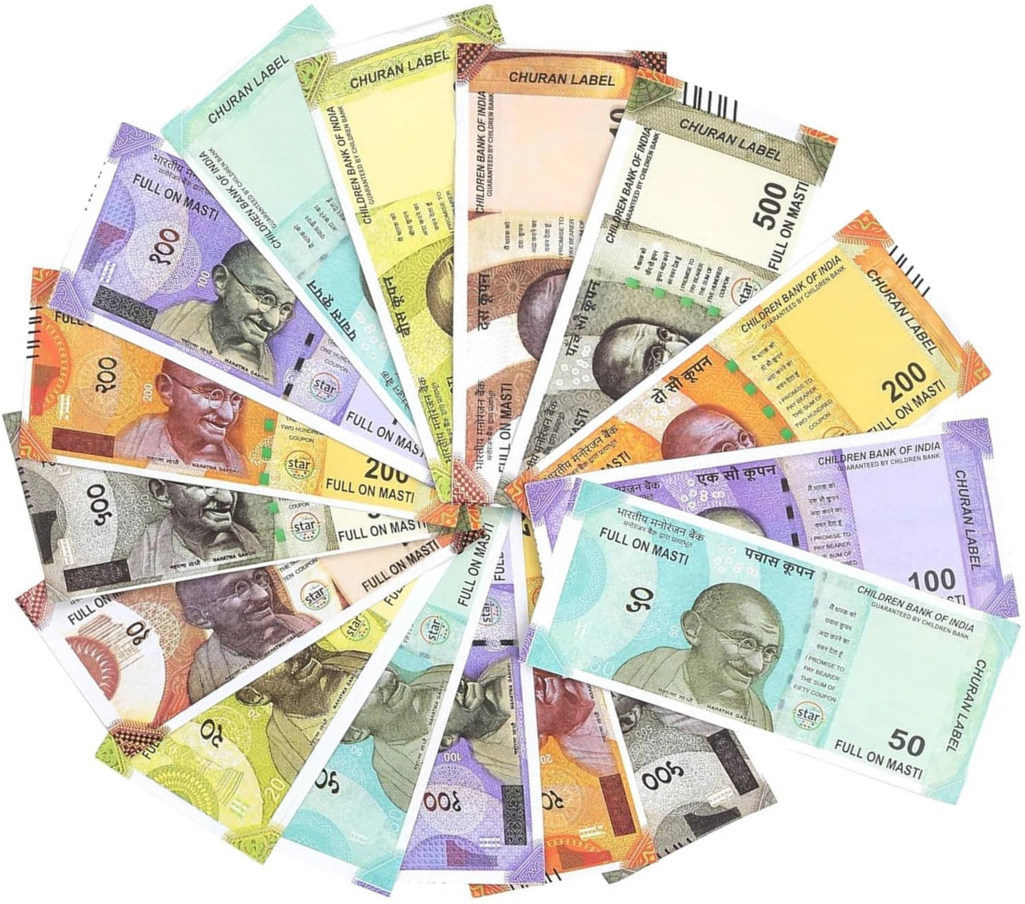     			Combo Pack (9*6= 54 Notes) ( 10,20,50,100,200,500 Notes)Fake Indian Currency_109