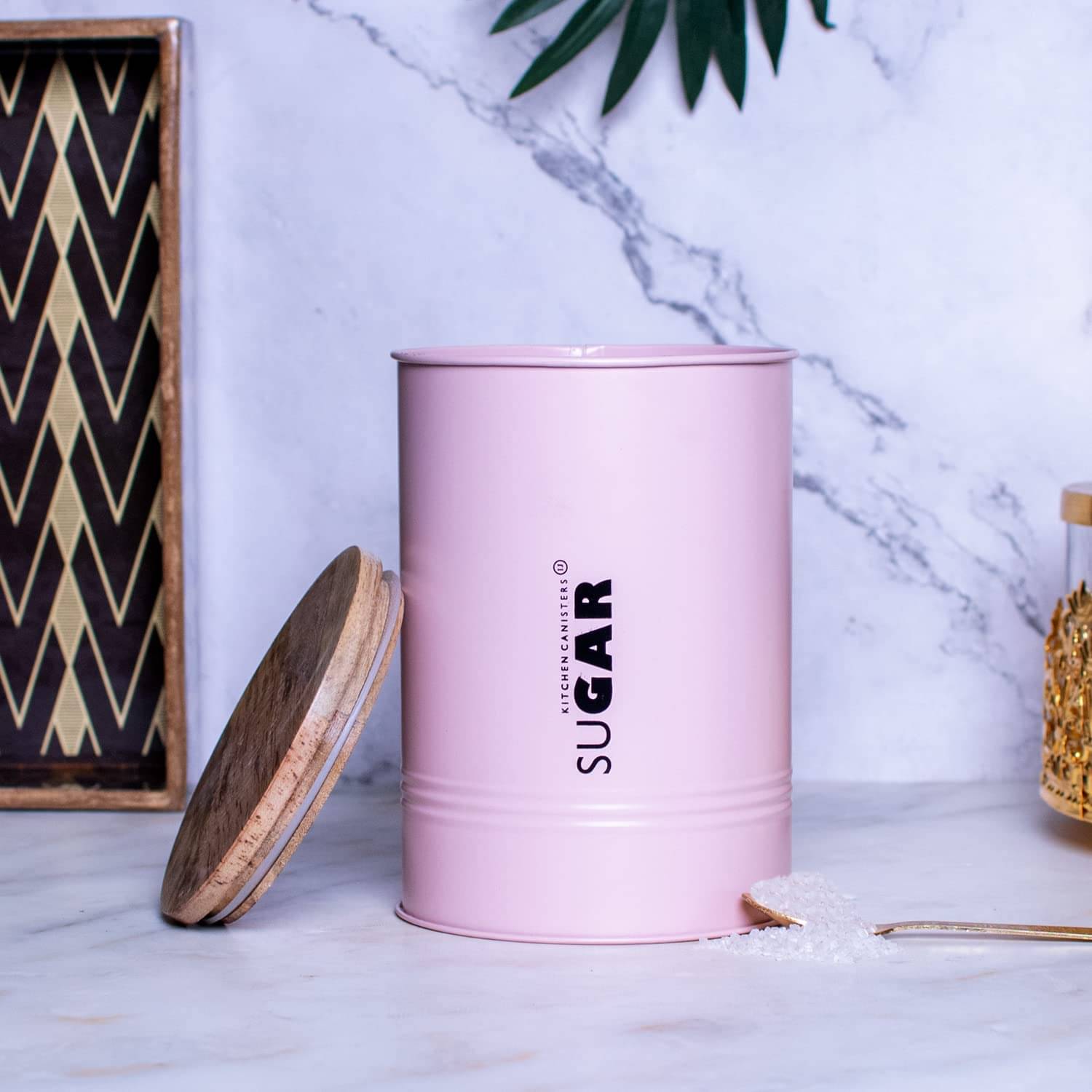     			Craftlayout CL-006-TIN-CAN-006 Steel Pink Tea/Coffee/Sugar Container ( Set of 1 )